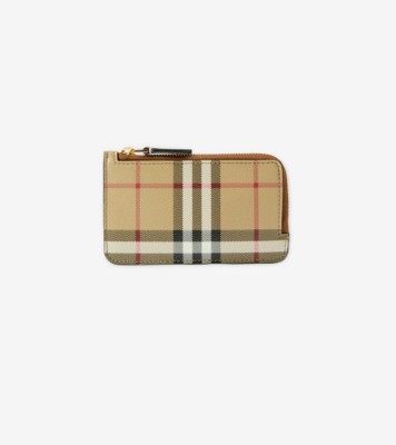 Check Zip Card Case in Archive beige Women Vintage Check Burberry Official