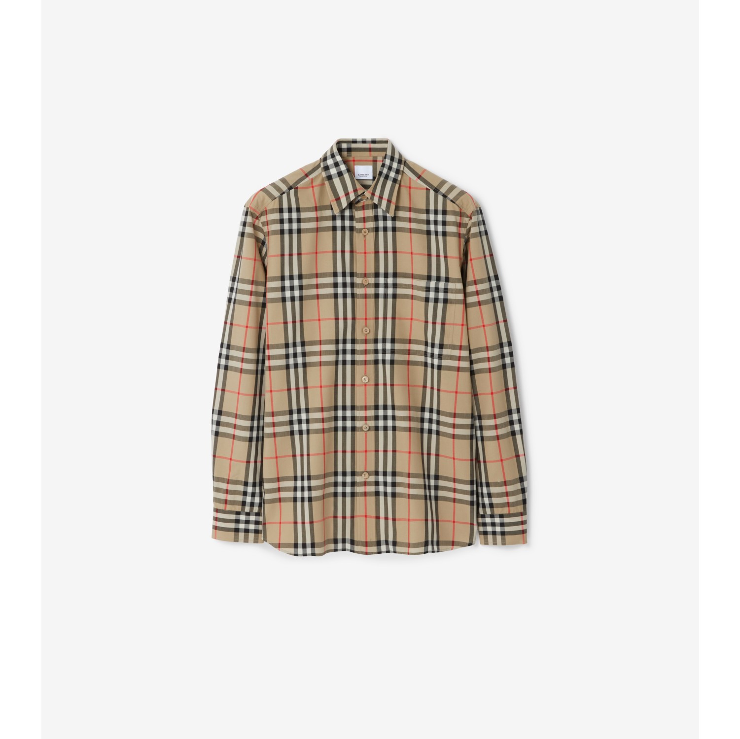 チェック コットンシャツ (アーカイブベージュ) - メンズ, コットン | Burberry®公式サイト