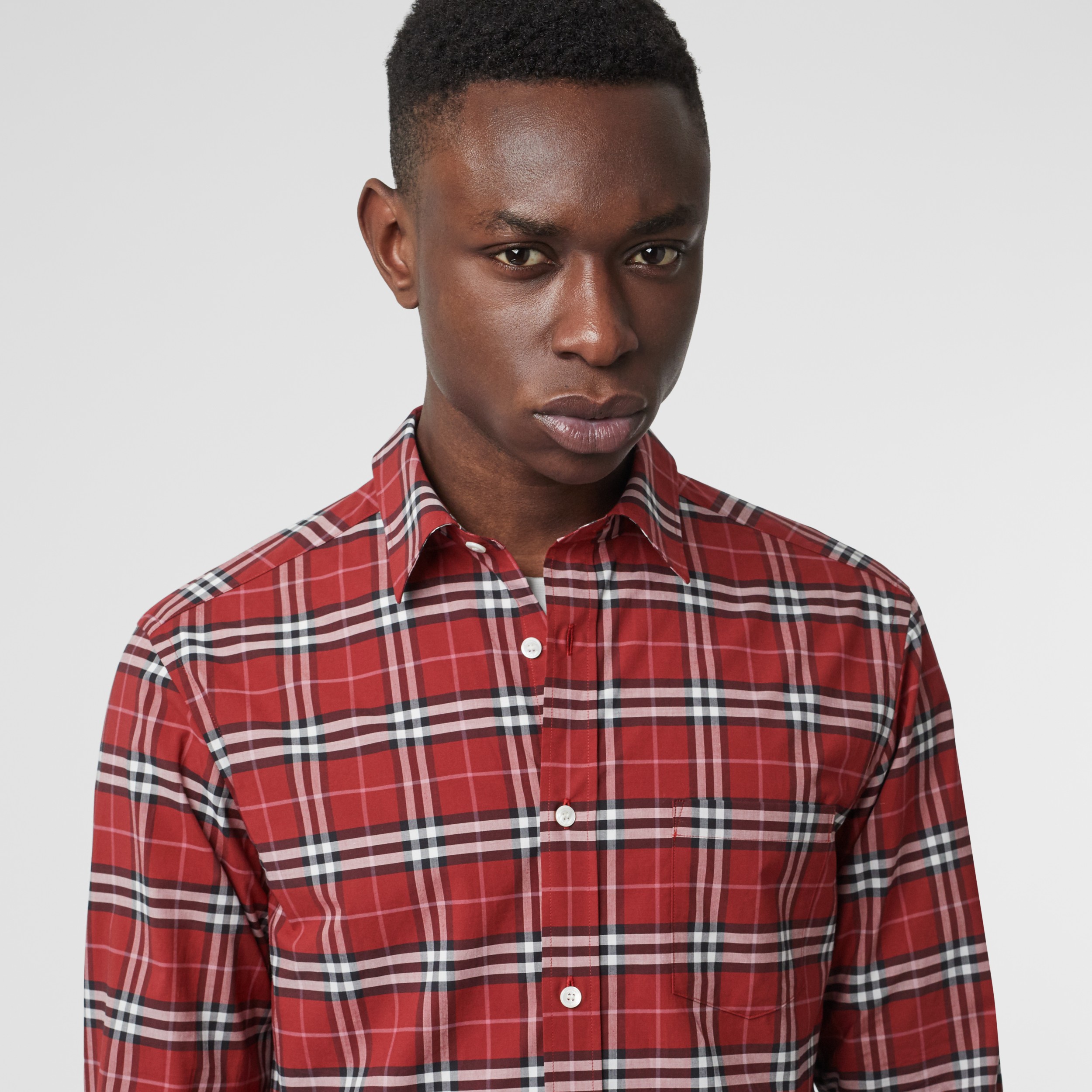 men's bright red shirt