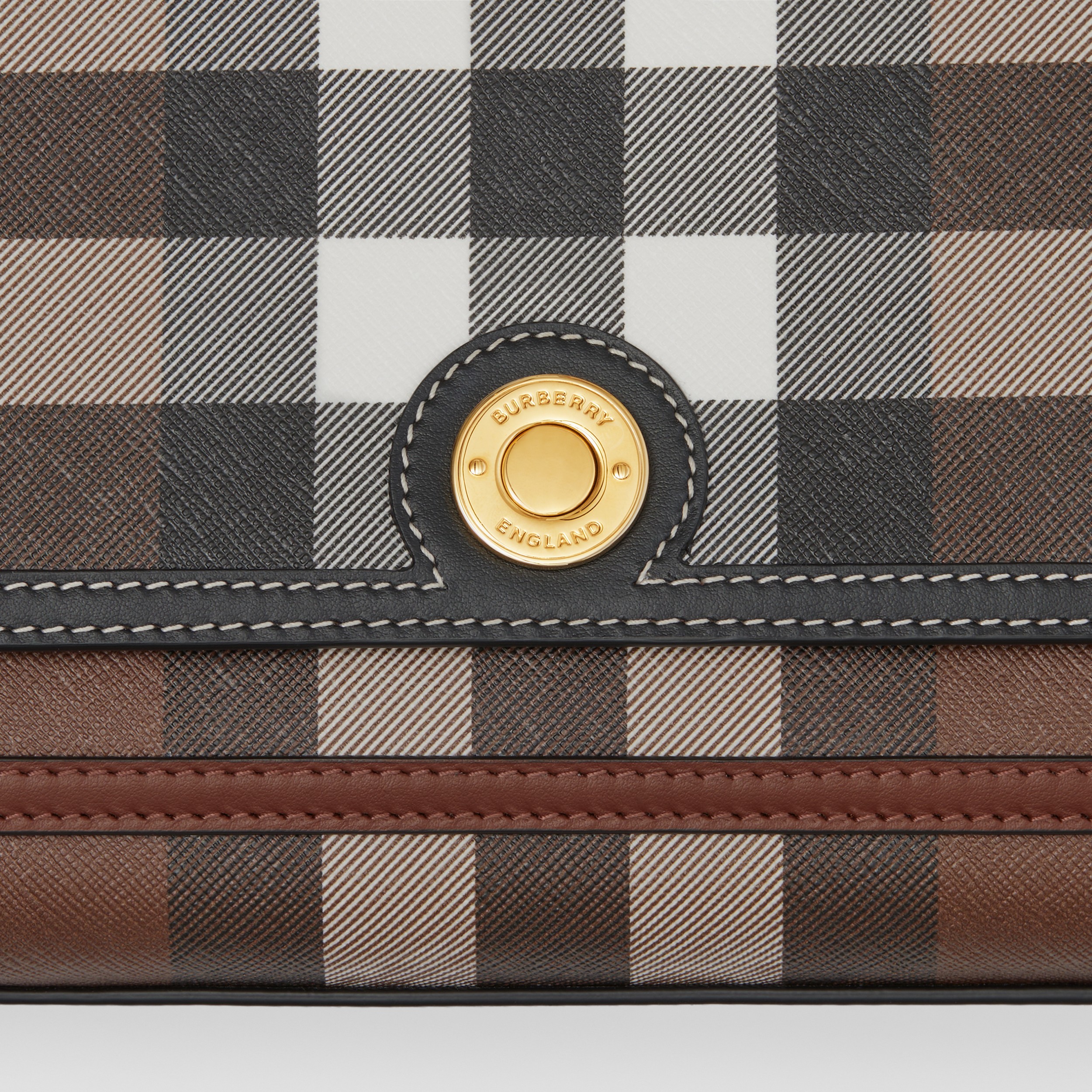 Exaggerated Check and Leather Note Bag in Dark Birch Brown - Women | Burberry® Official - 2