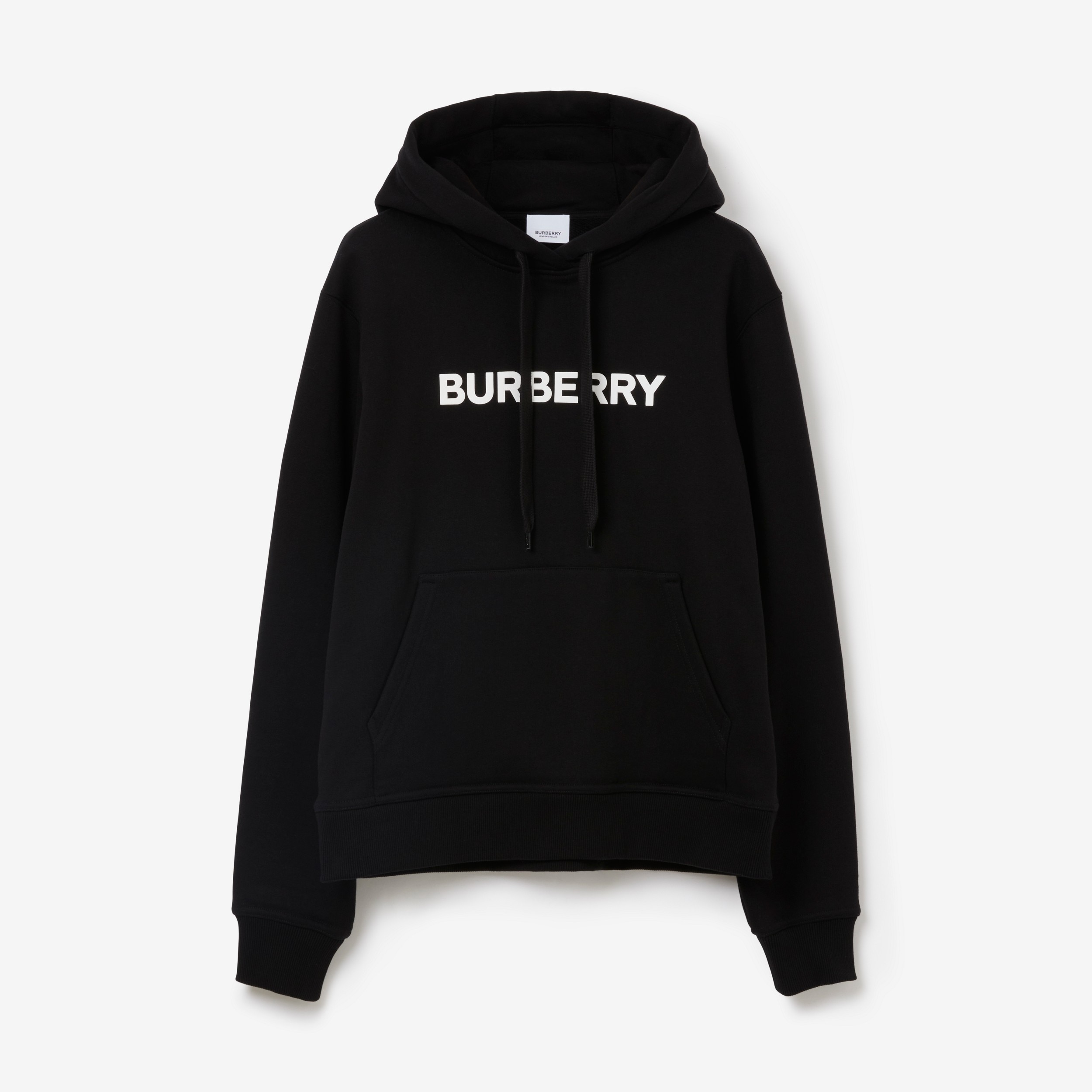 Logo Print Cotton Hoodie in Black - Women | Burberry® Official - 1