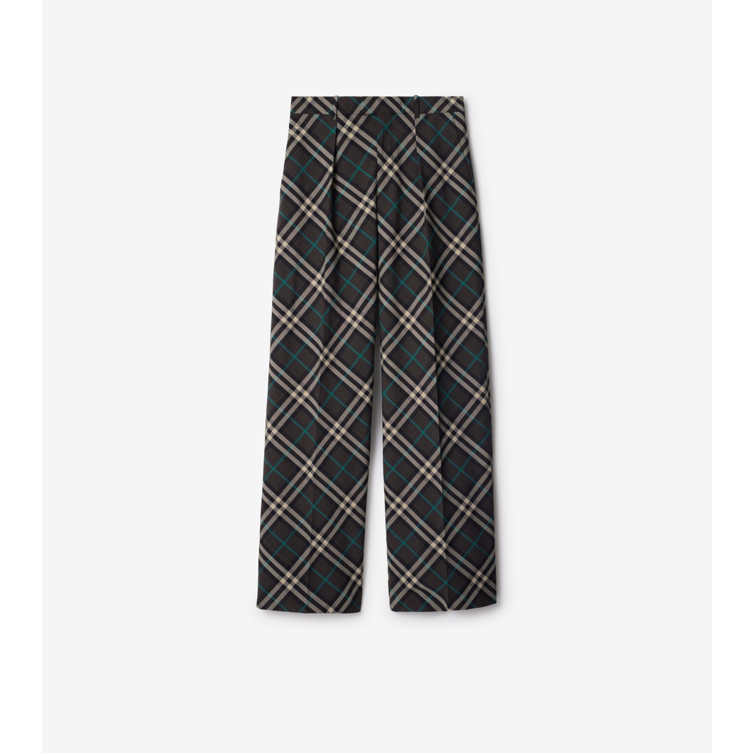 Check Wool Blend Tailored Trousers in Snug Men Burberry Official