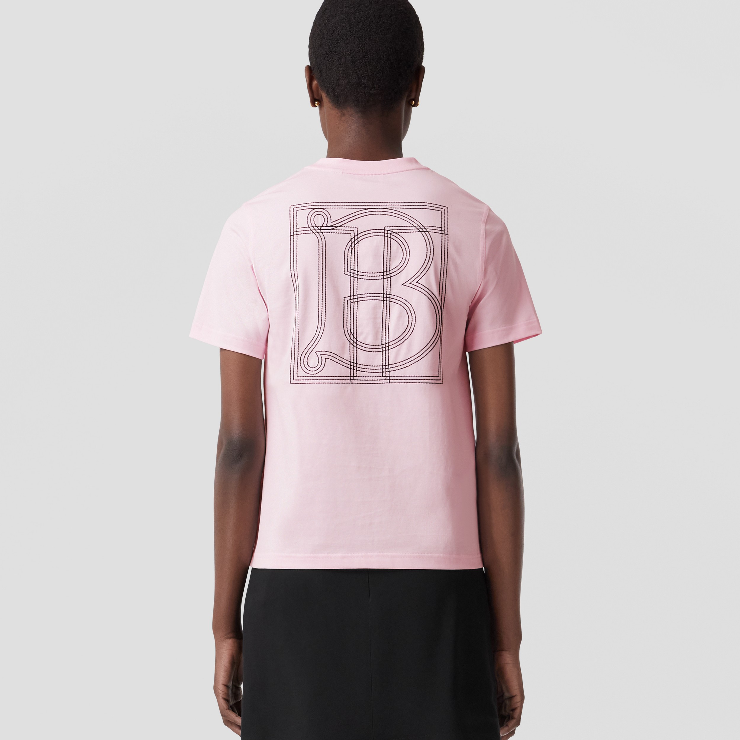 Monogram Motif Cotton T-shirt in Pale Pink - Women | Burberry® Official - 3