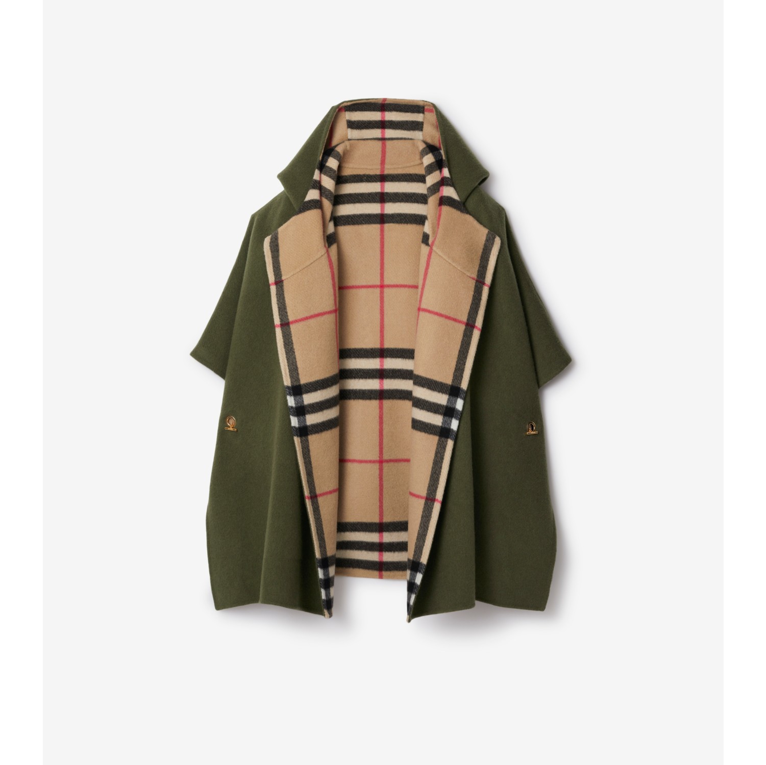 Cashmere Reversible Hooded Cape in Shrub | Burberry® Official