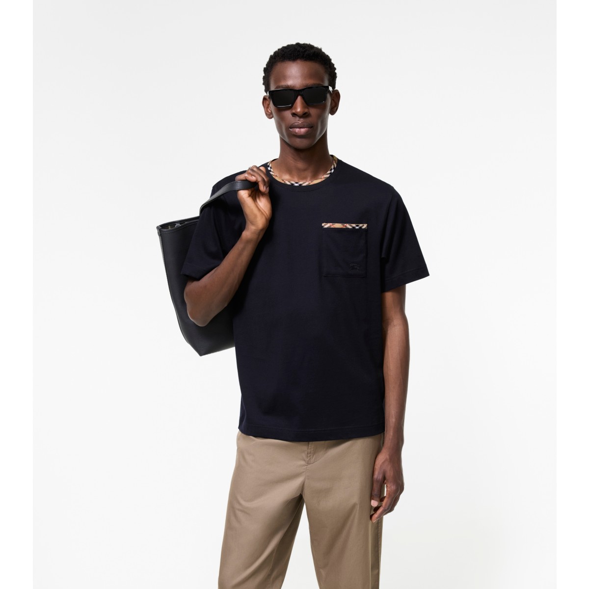  Check Trim Cotton T-shirt