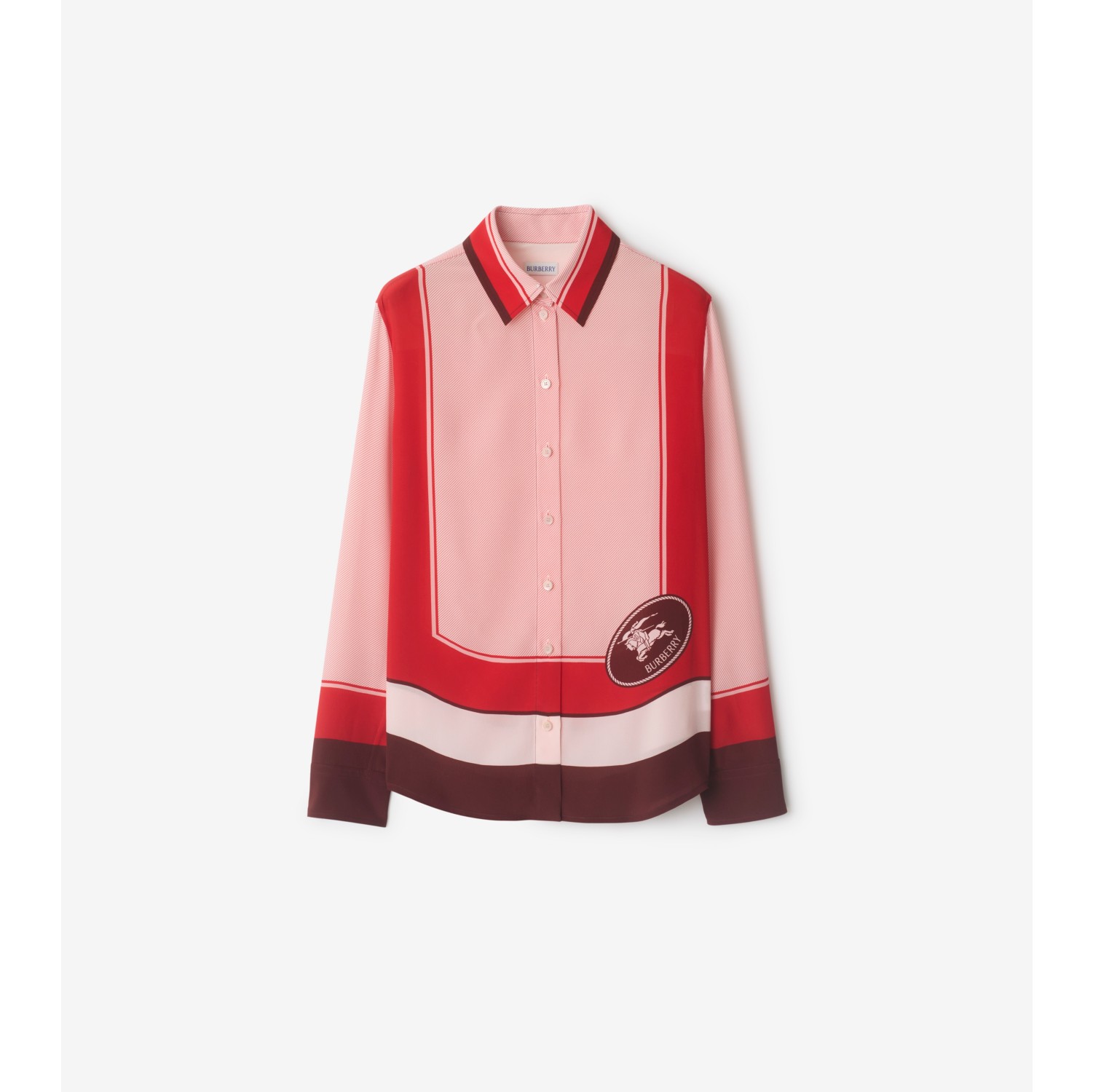 Regular Fit Knight Stamp Box Silk Shirt