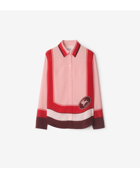 Regular Fit Knight Stamp Box Silk Shirt