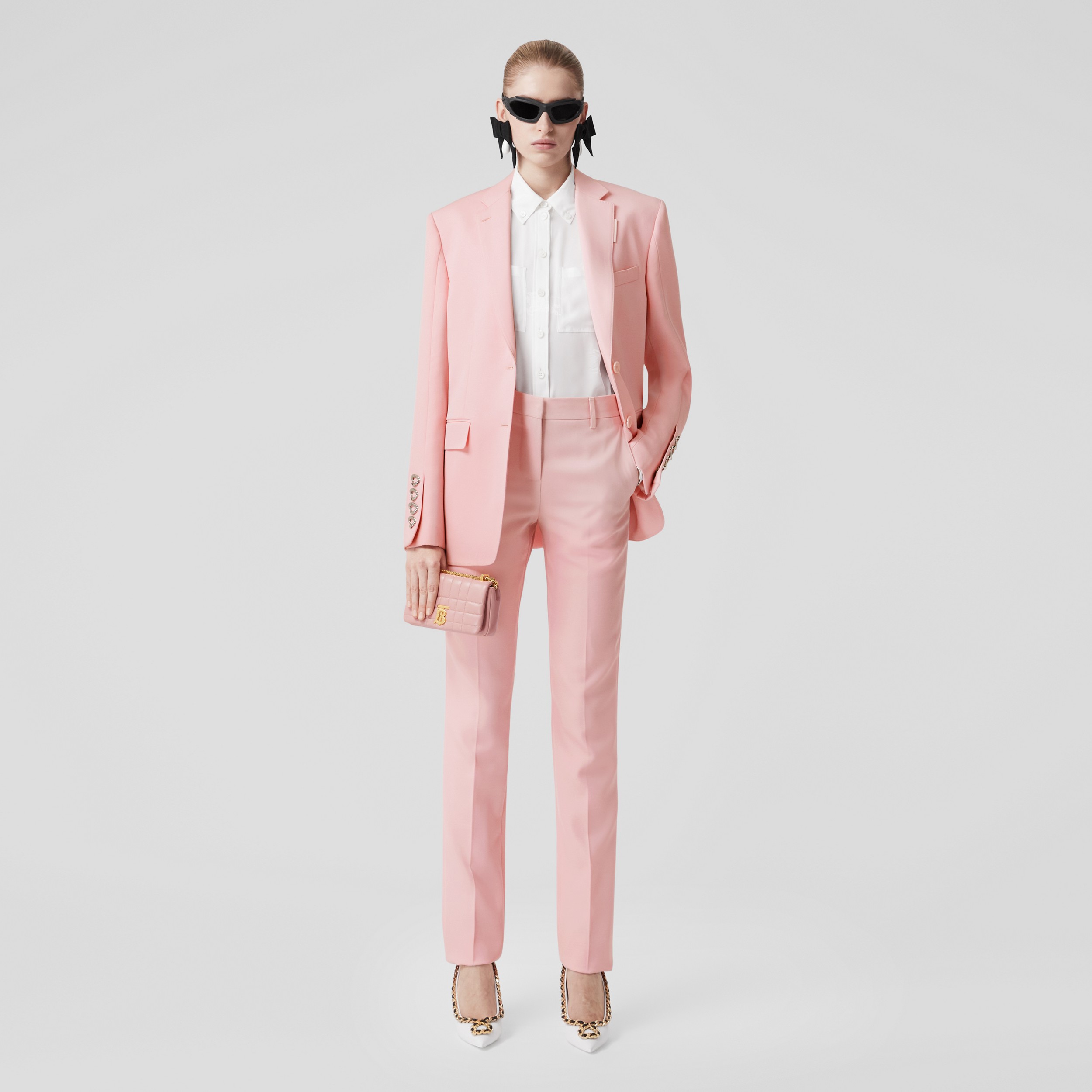 Grain De Poudre Wool Tailored Trousers in Seashell Pink - Women | Burberry® Official - 4