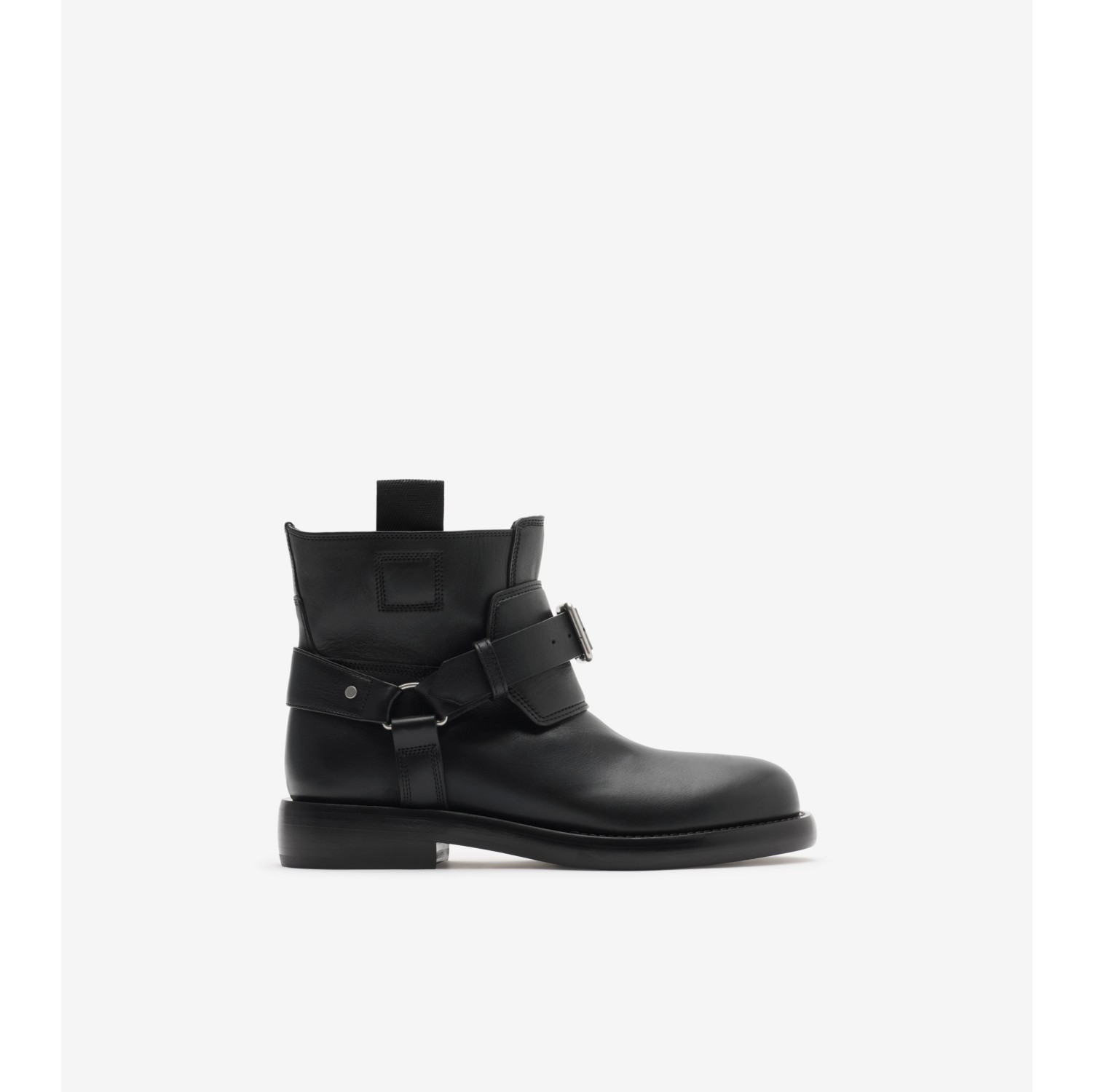 Leather Cobble Boots in Black Women Burberry Official