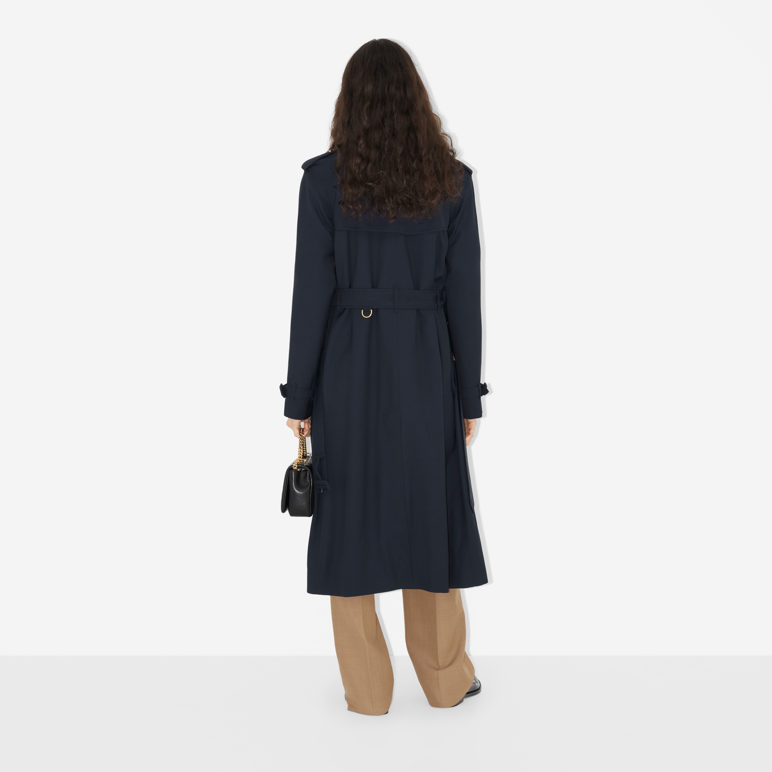 Chain-link Button Viscose Twill Trench Coat in Twilight Navy - Women | Burberry® Official - 4
