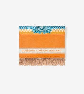 EKD Print Silk Square Scarf in Orange