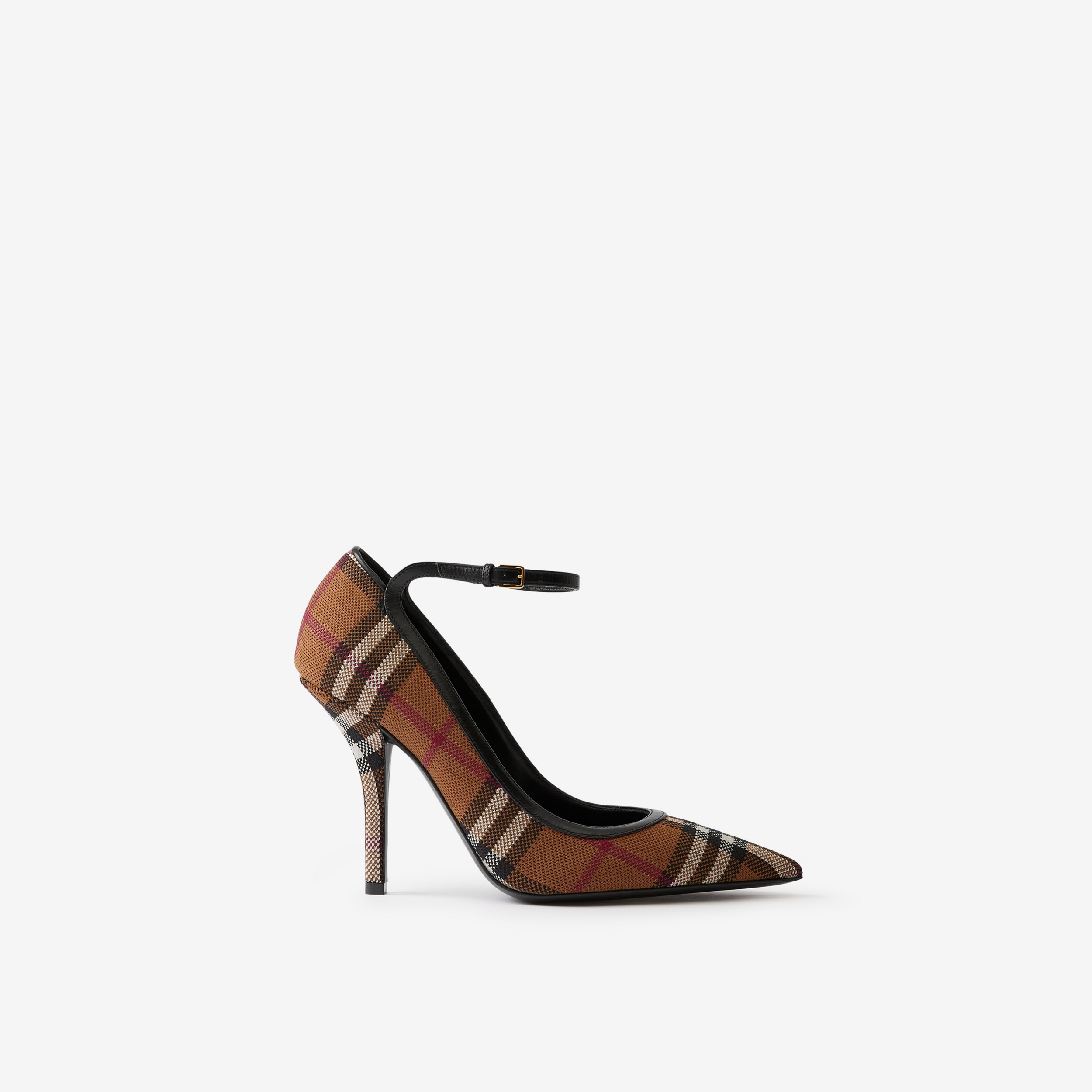 Knitted Check Point-toe Pumps in Dark Birch Brown - Women | Burberry® Official