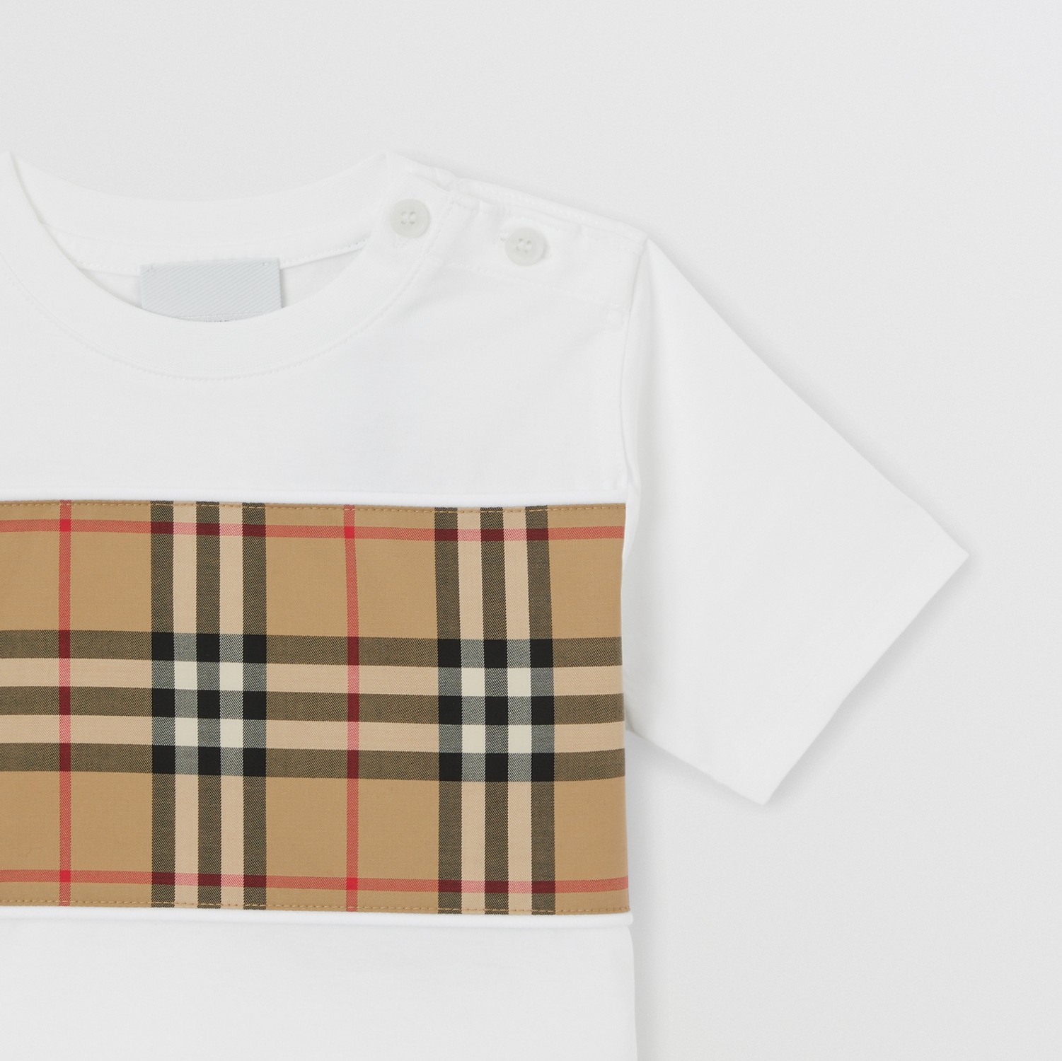 Vintage 格纹裁片棉质 T 恤衫 (白色) - 儿童 | Burberry® 博柏利官网