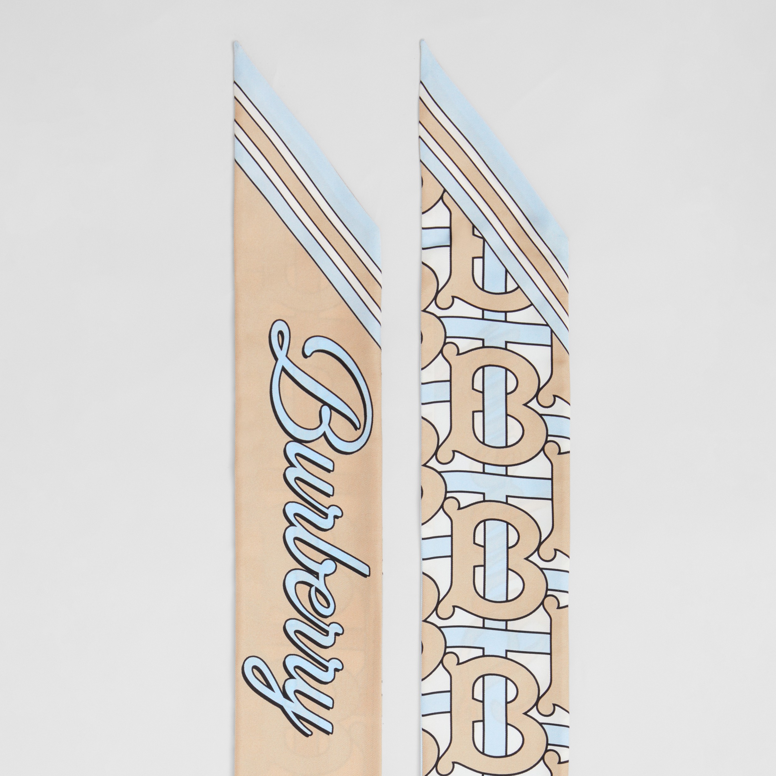 Montage Print Silk Skinny Scarf in Soft Fawn/pale Blue | Burberry® Official - 4