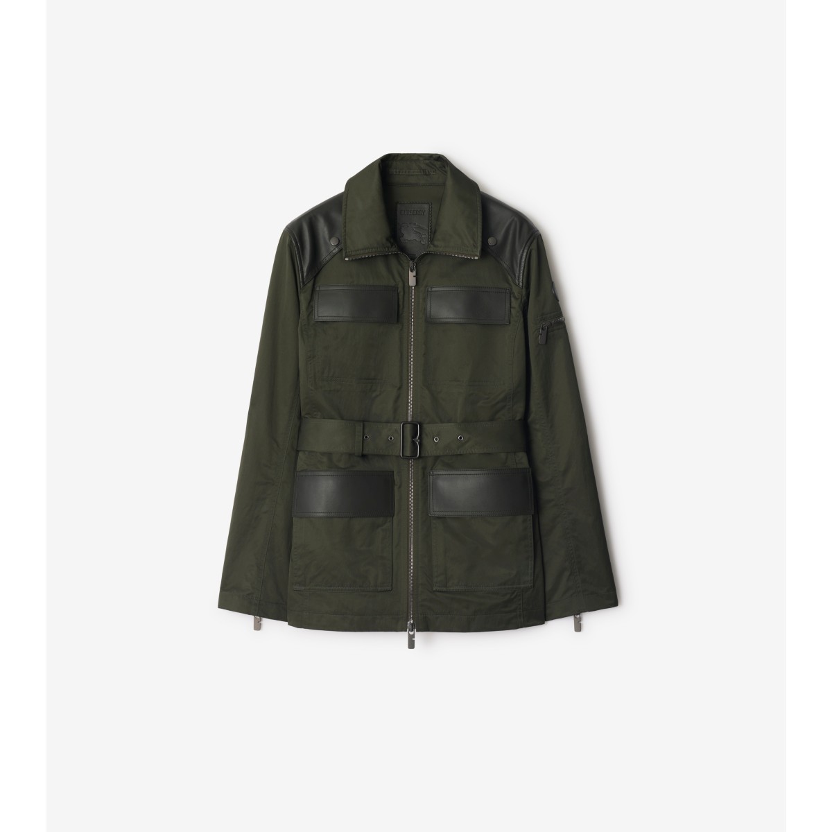 Burberry Leather Trim Nylon Blend Field Jacket In Green