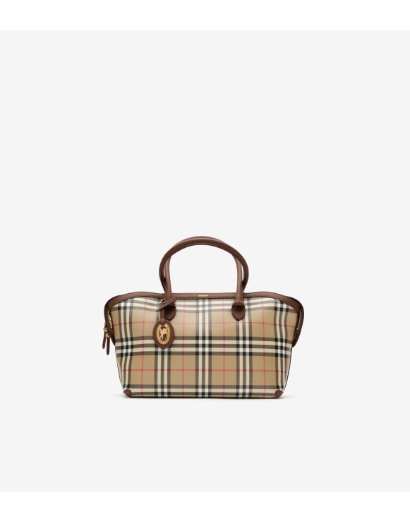 Kleine Henkeltasche in Check mit Reißverschluss