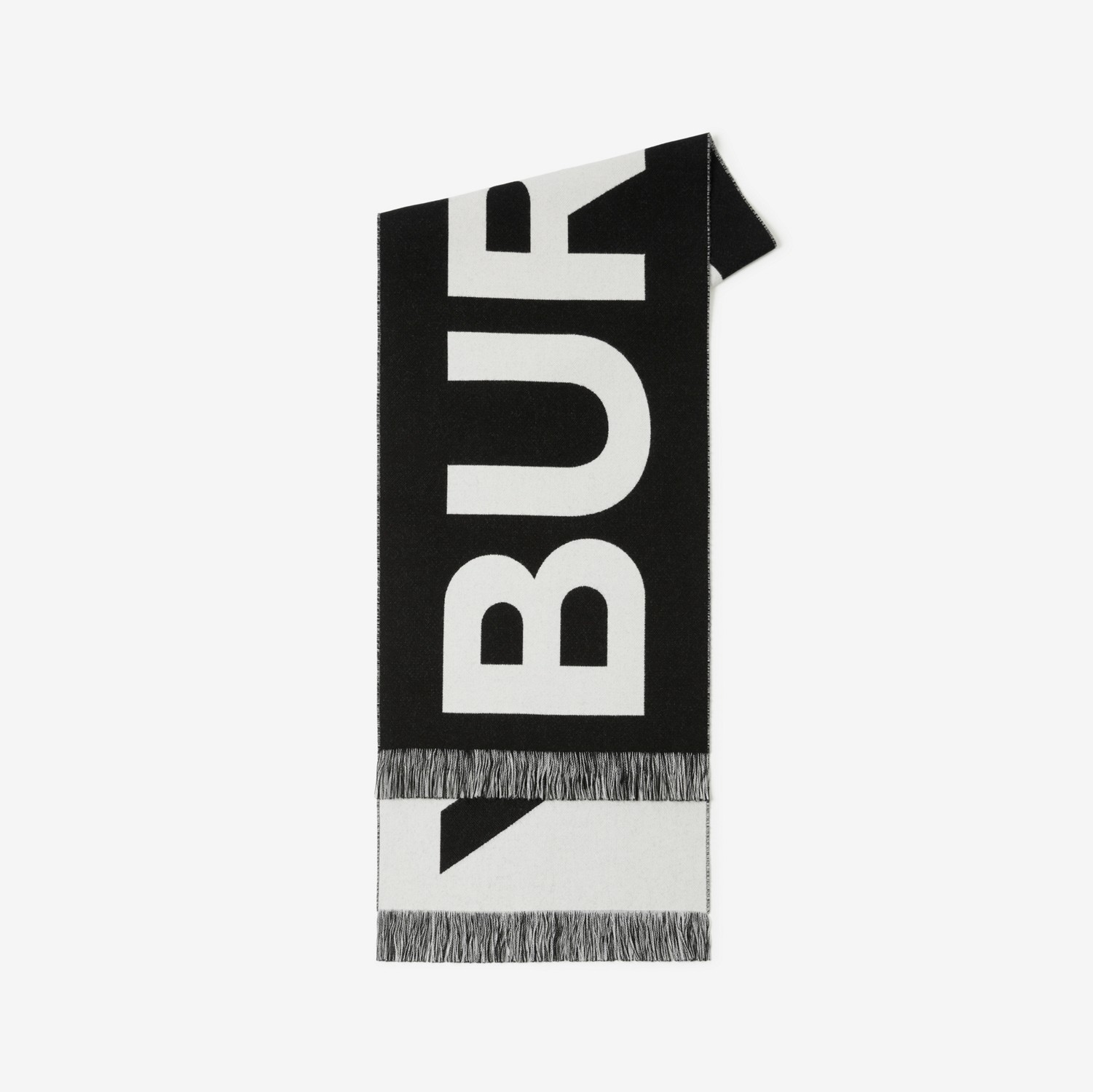 ロゴ ウール ジャカードスカーフ (ブラック), ウール | Burberry®公式サイト
