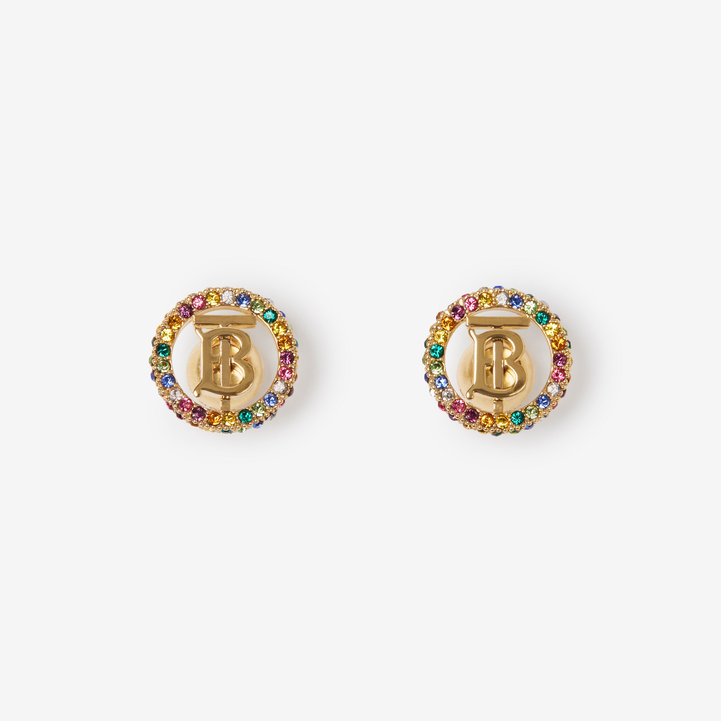 Gold-plated Monogram Motif Earrings in Light Gold/multicoloured - Women | Burberry® Official - 2
