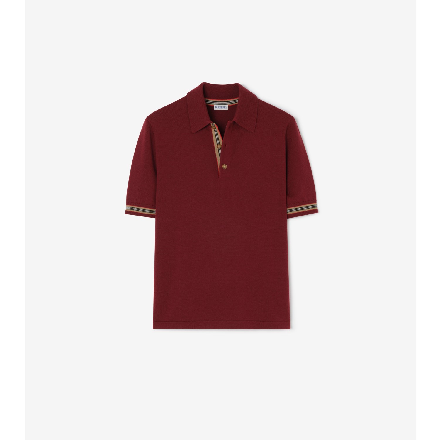 Icon Stripe Trim Wool Polo Shirt
