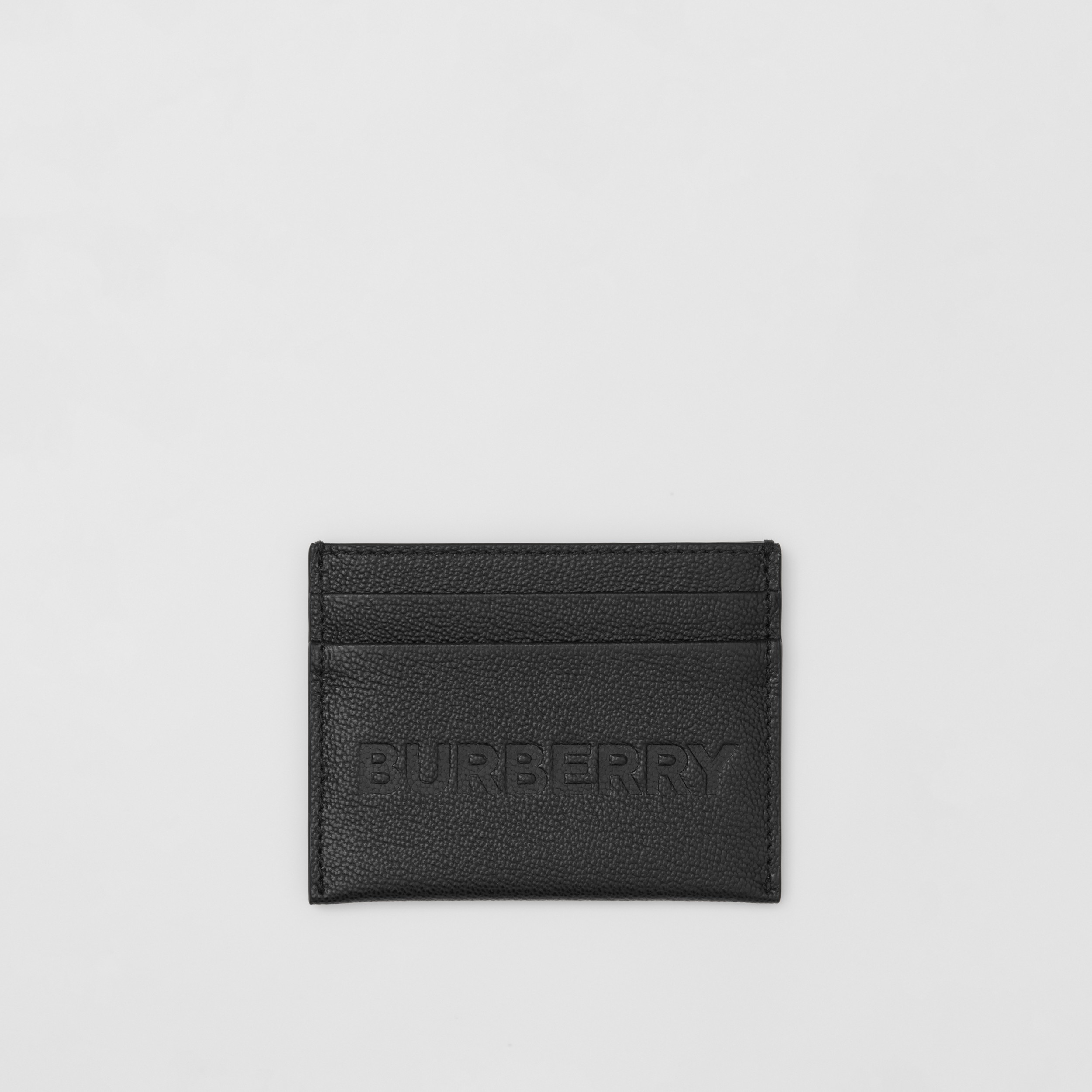 Porte-cartes en cuir grainé à logo embossé (Noir) - Femme | Site officiel Burberry® - 1