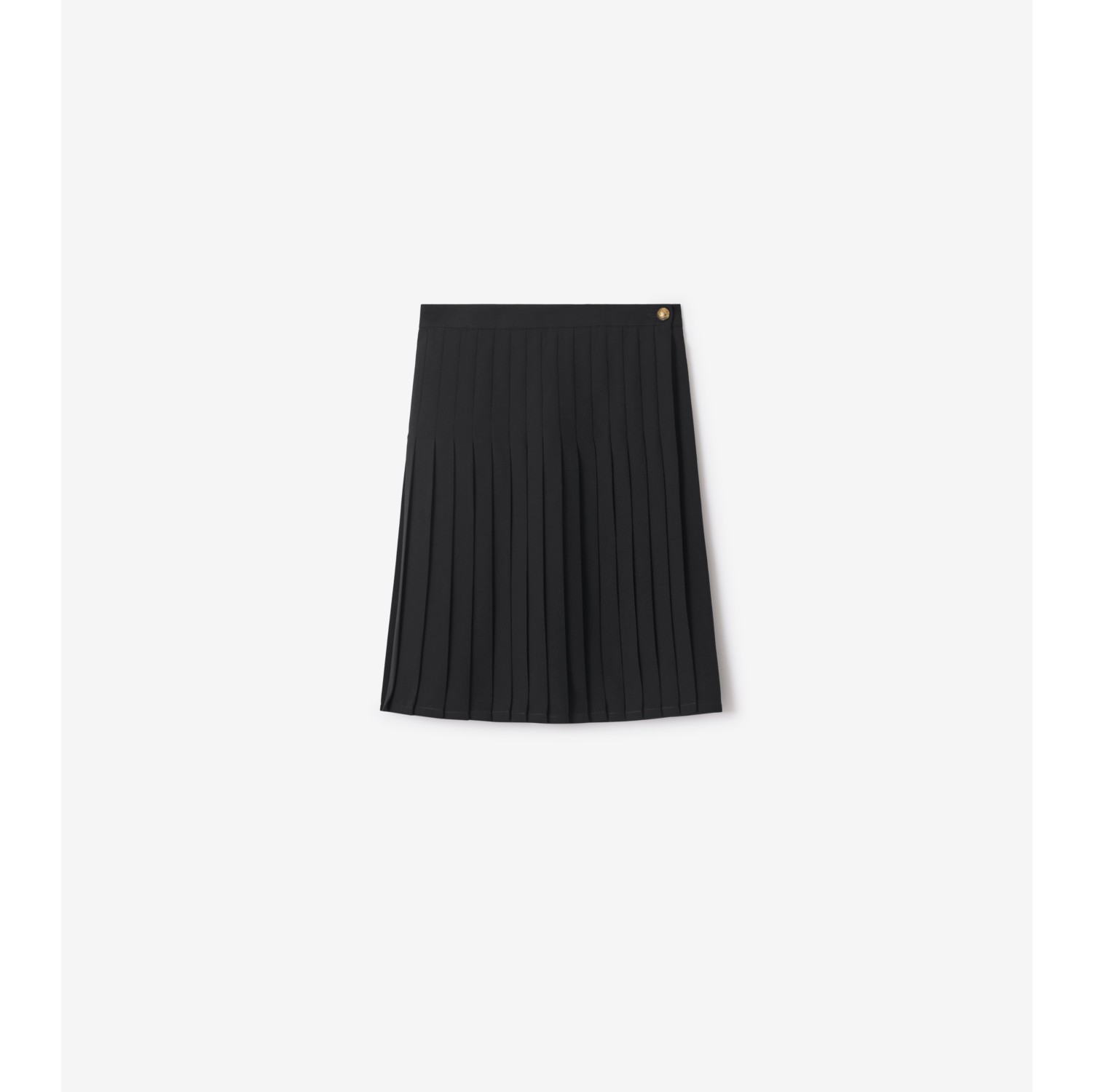 Pleated Wool Blend Midi Skirt