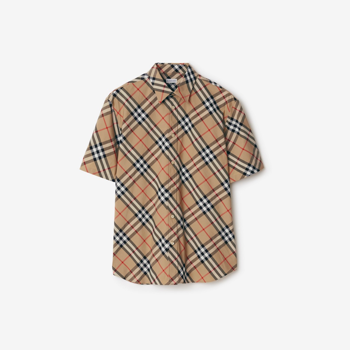 Burberry Check Cotton Shirt In Sand