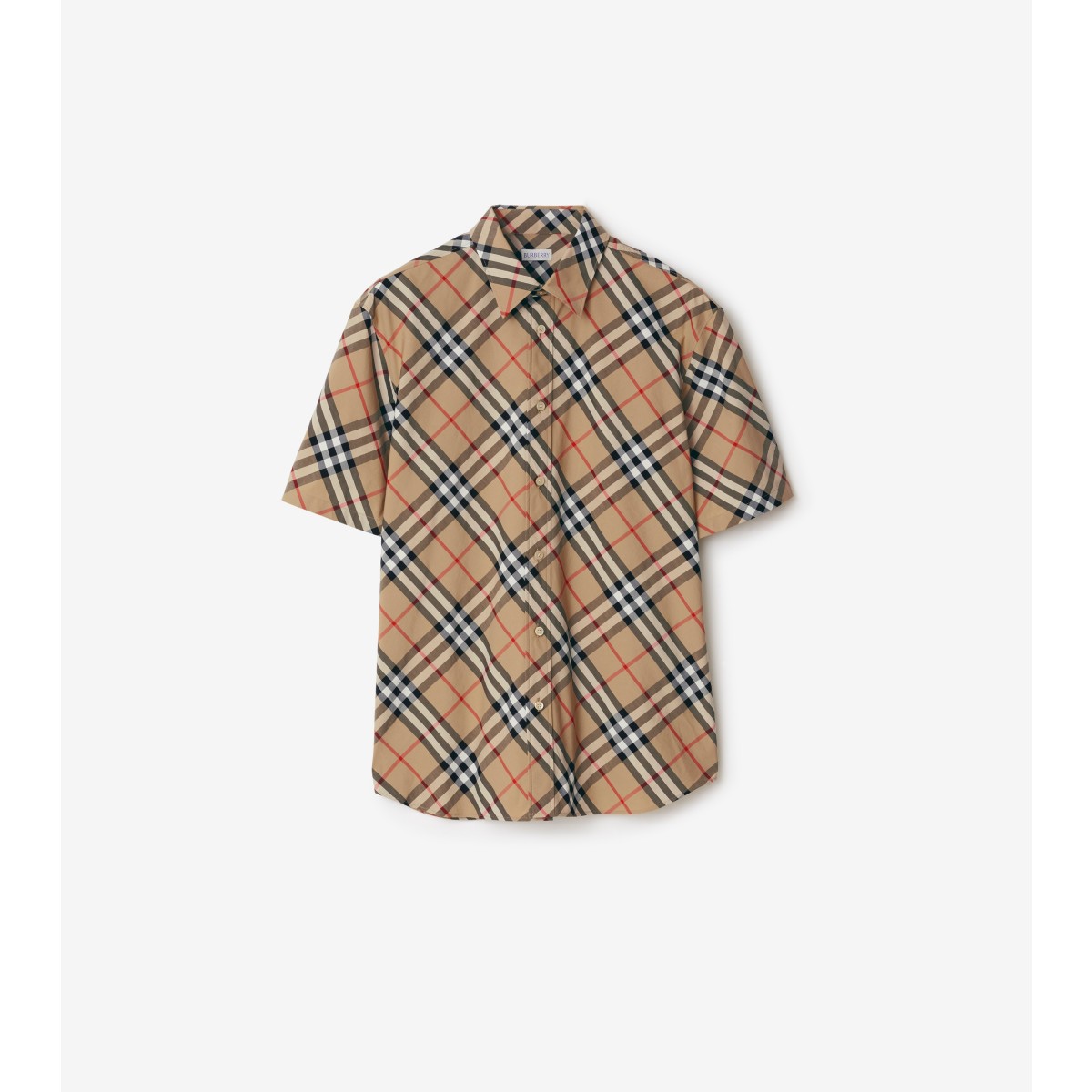 Burberry Check Cotton Shirt In Sand