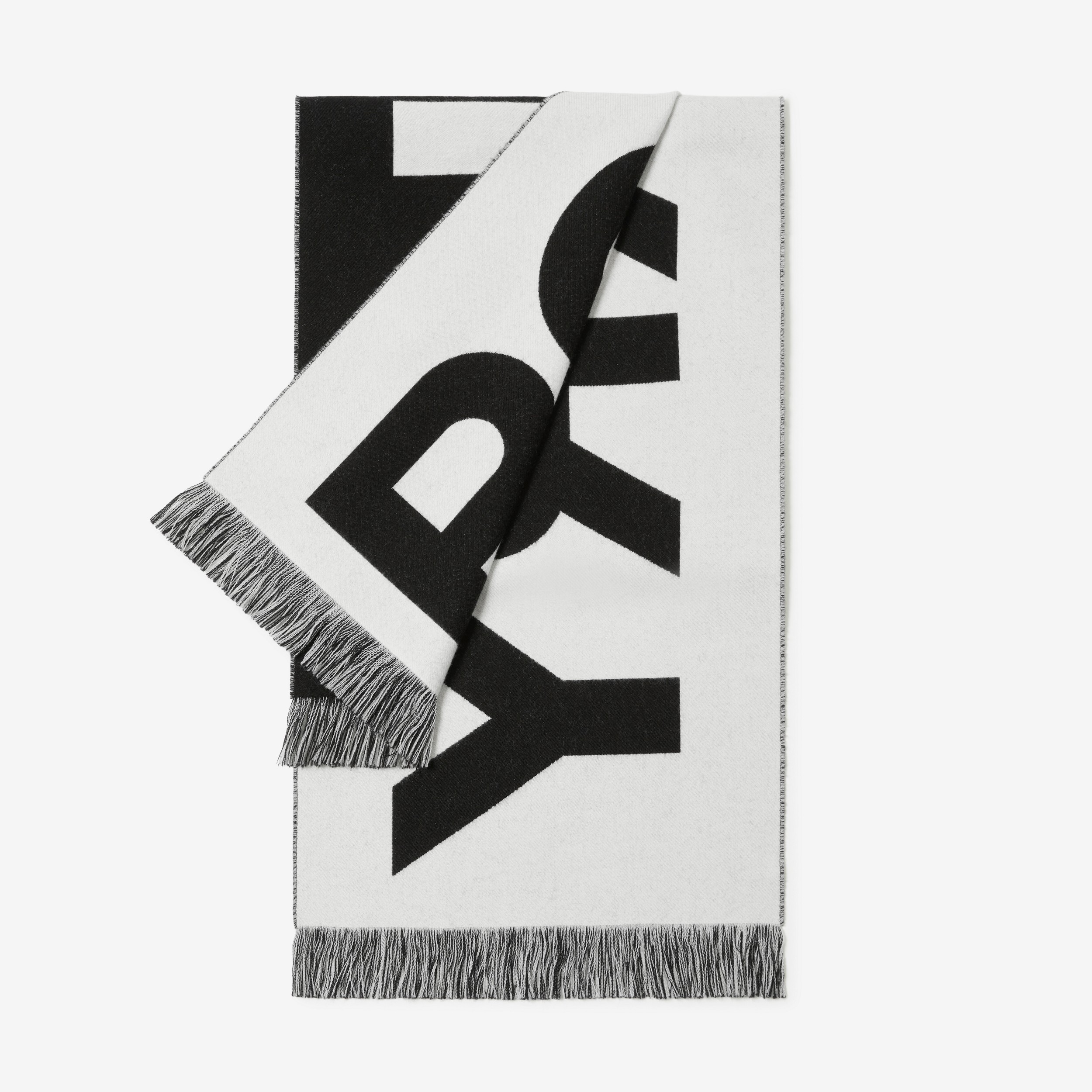 Cachecol de lã com logotipo em jacquard (Preto) | Burberry® oficial - 3