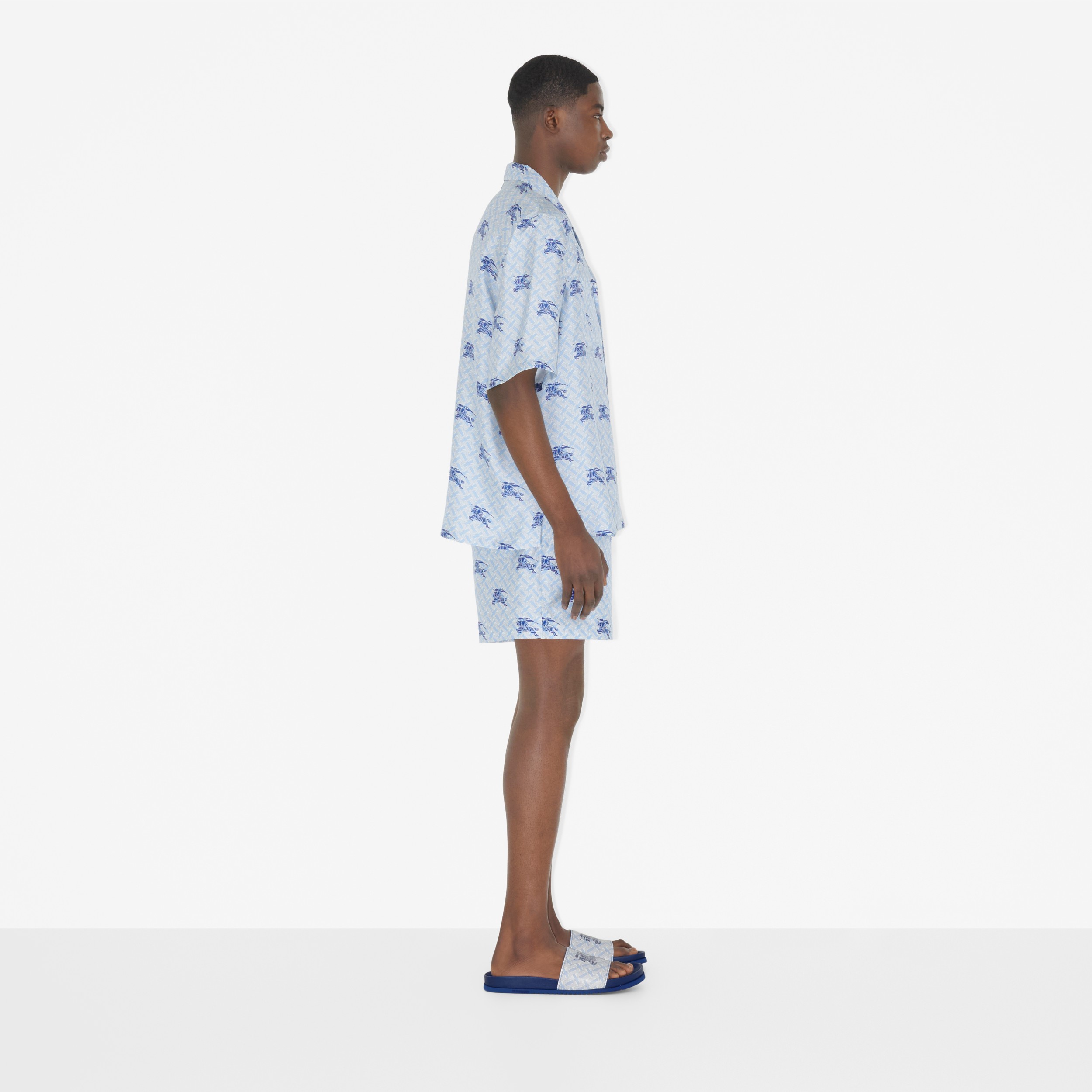 EKD Monogram Silk Shorts in Navy - Men | Burberry® Official - 3