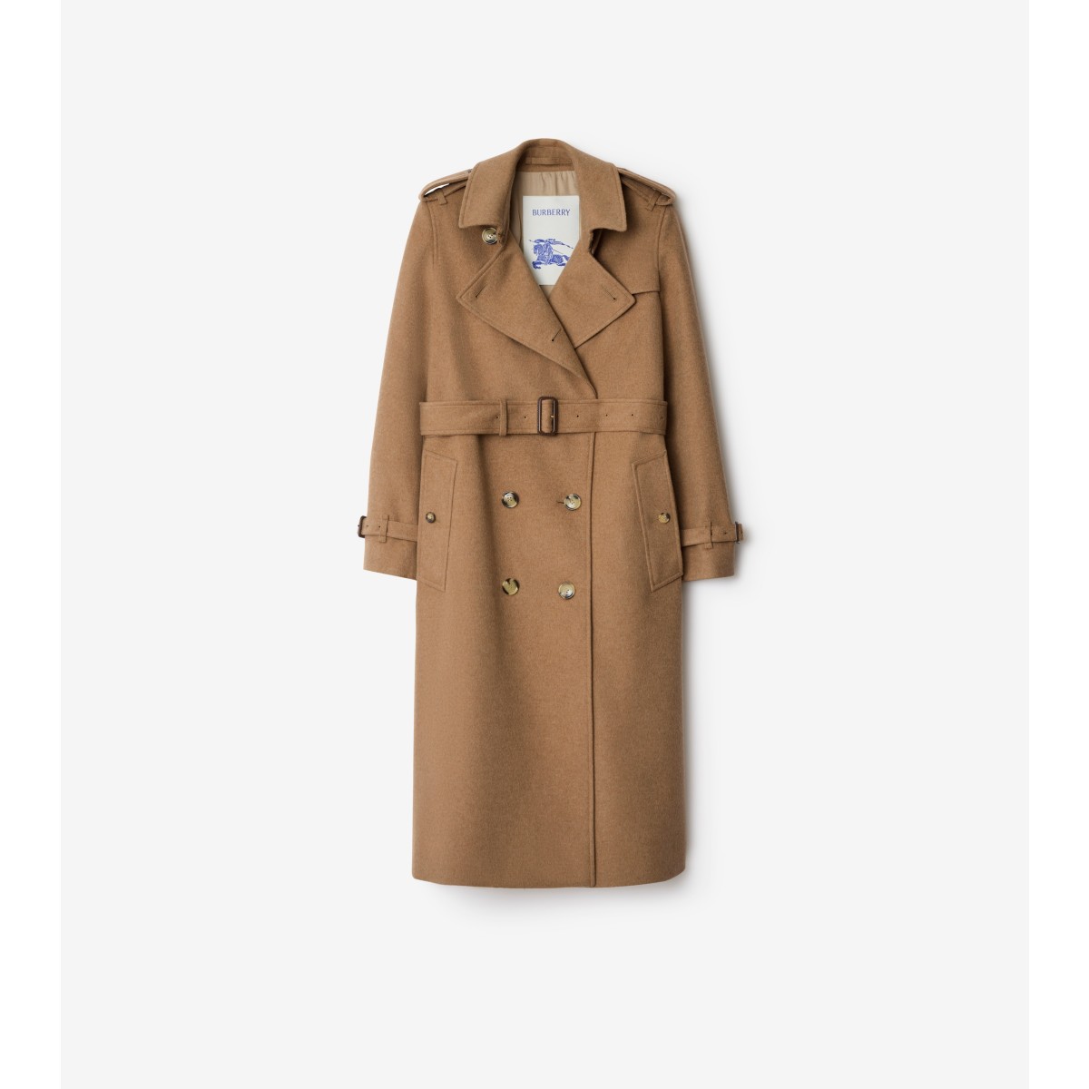  Check Long Cashmere Kensington Trench Coat