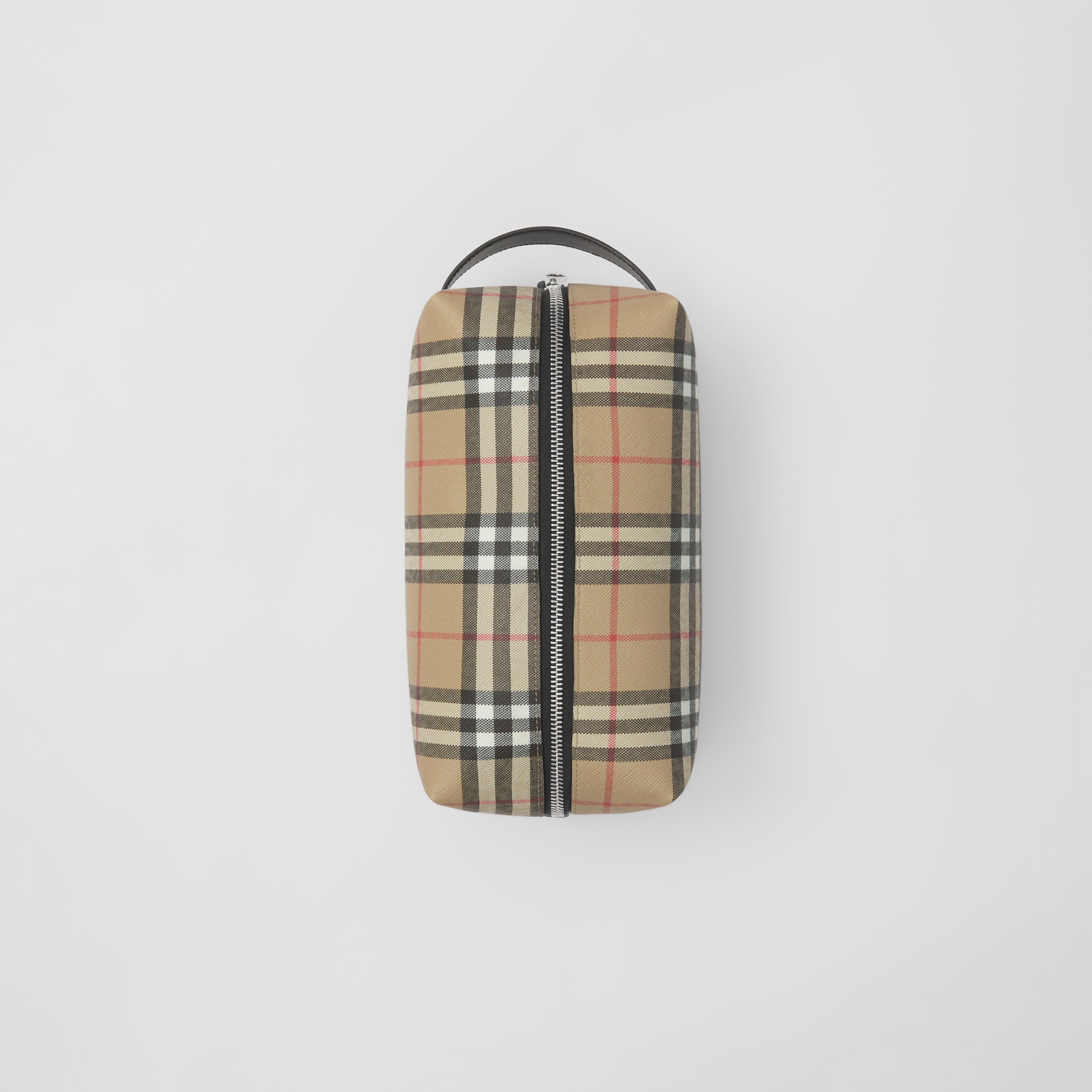 Vintage Check and Leather Travel Pouch in Archive Beige - Men | Burberry® Official - 4