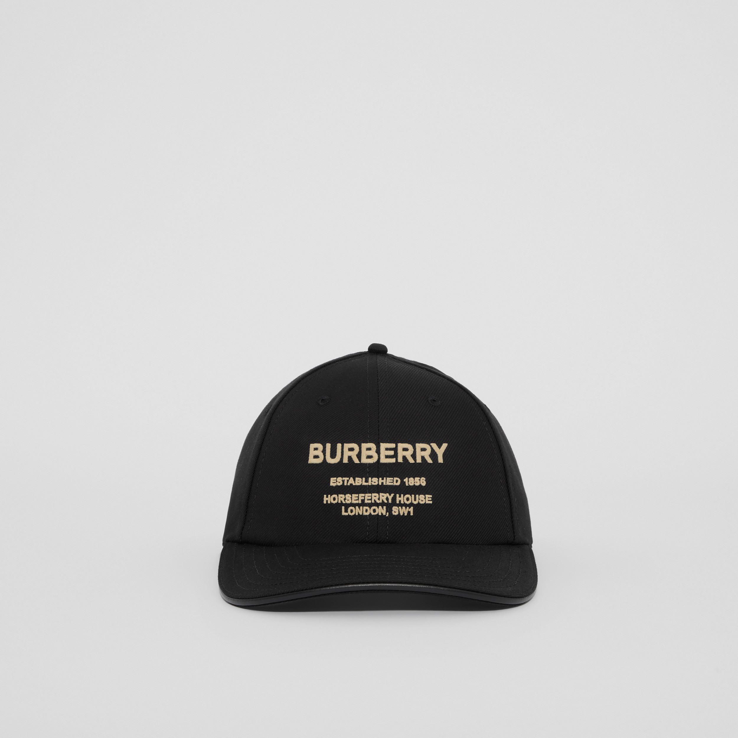 Horseferry 装饰棉质斜纹棒球帽 (黑色 / 米色) | Burberry® 博柏利官网 - 1