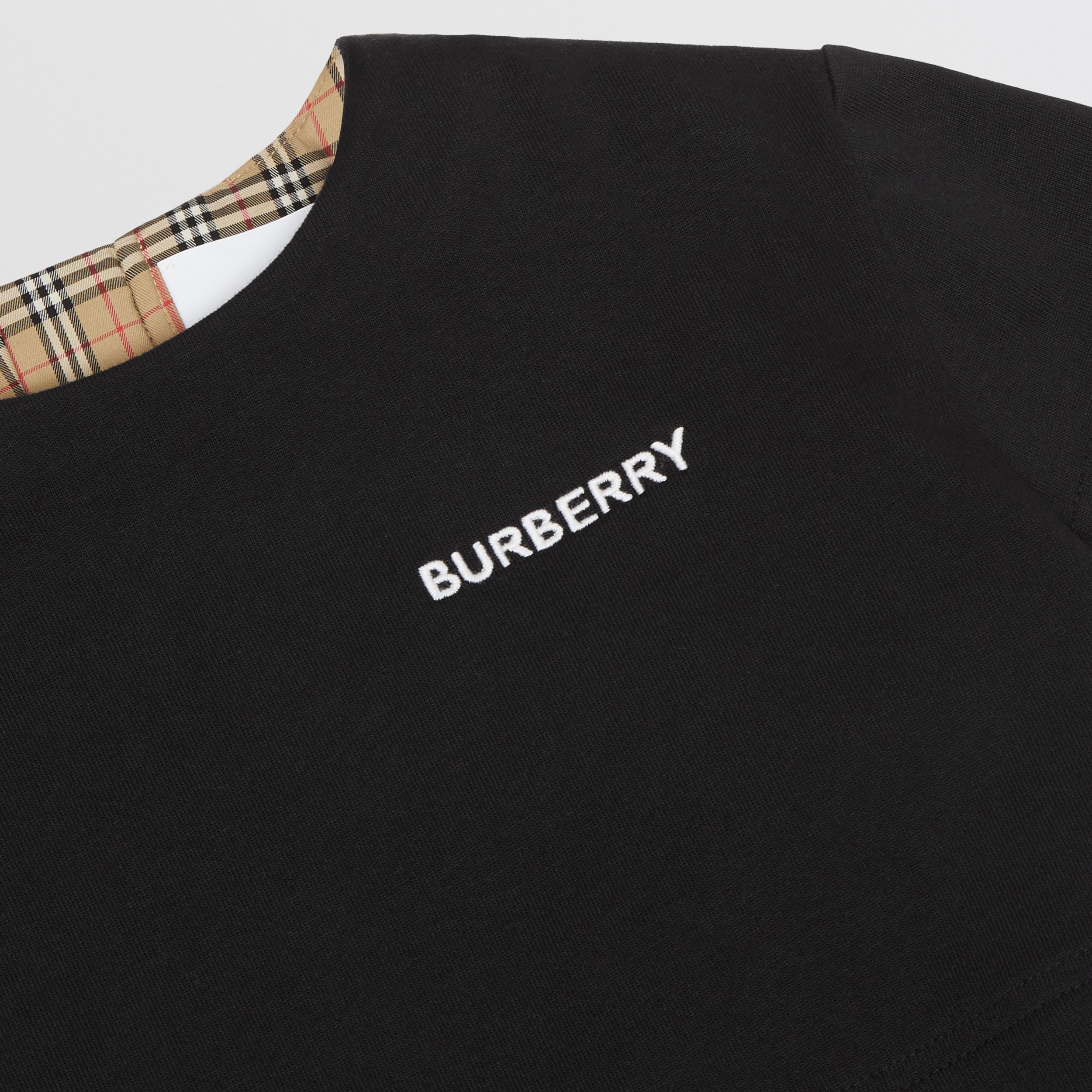Check Panel Cotton T-shirt in Black - Children | Burberry® Official - 2