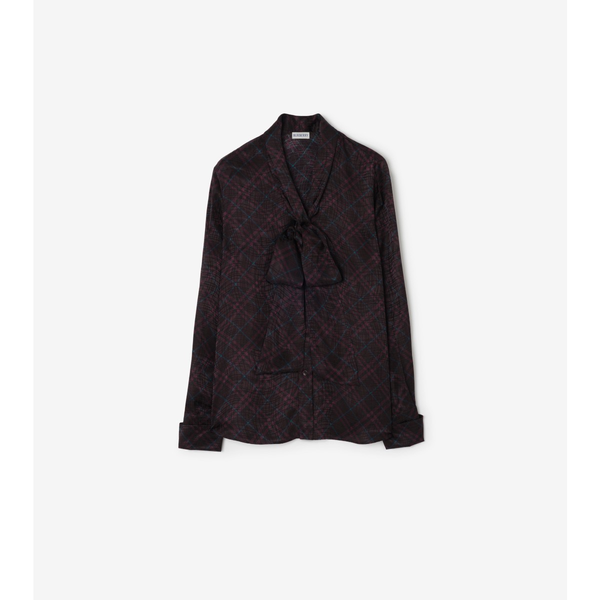  Check Silk Blend Scarf Blouse