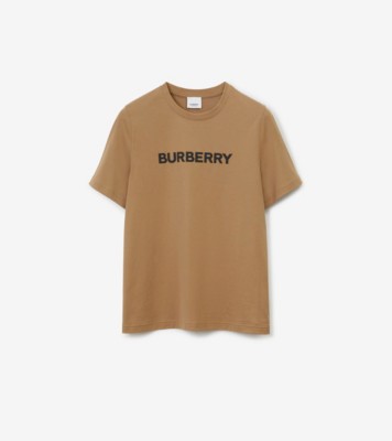 Logo Cotton T-shirt in Camel - Women | Burberry® Official