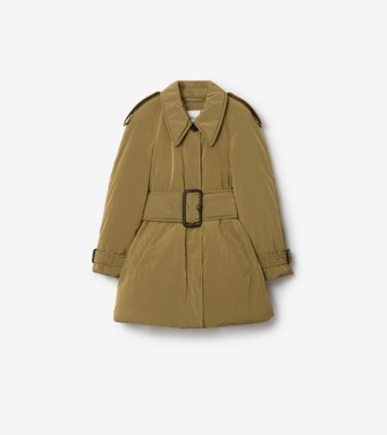 Belted Berryhill Padded Car Coat in Willow brown - Women | Burberry® Official