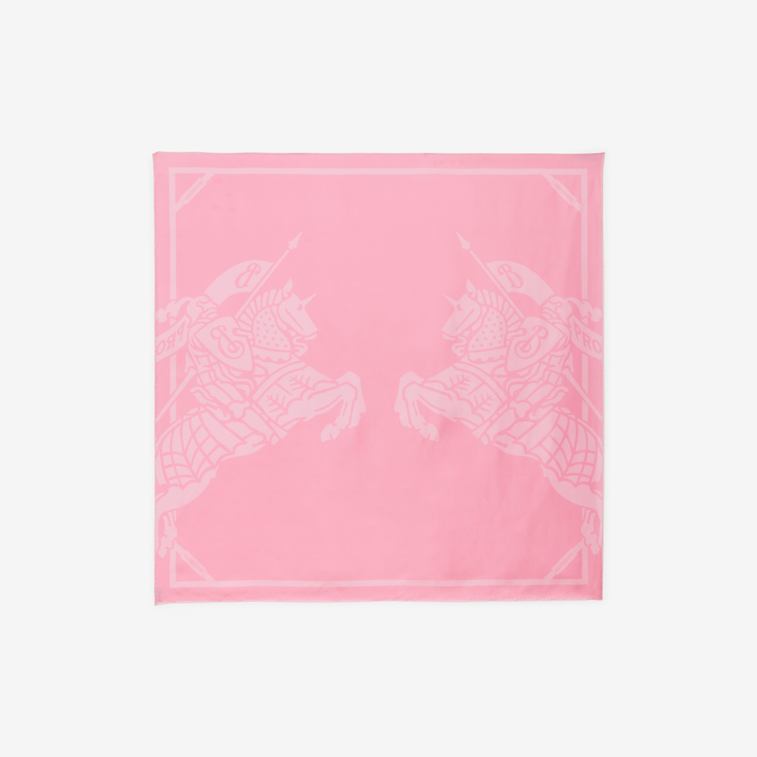 EKD 프린트 실크 스퀘어 스카프 (버블검 핑크) | Burberry® - 1