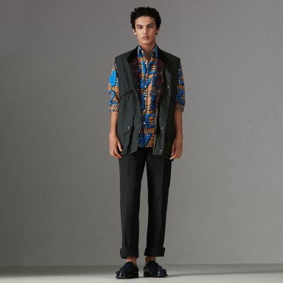 Burberry Graffiti Print Vintage Check Shirt In Bright Blue | ModeSens