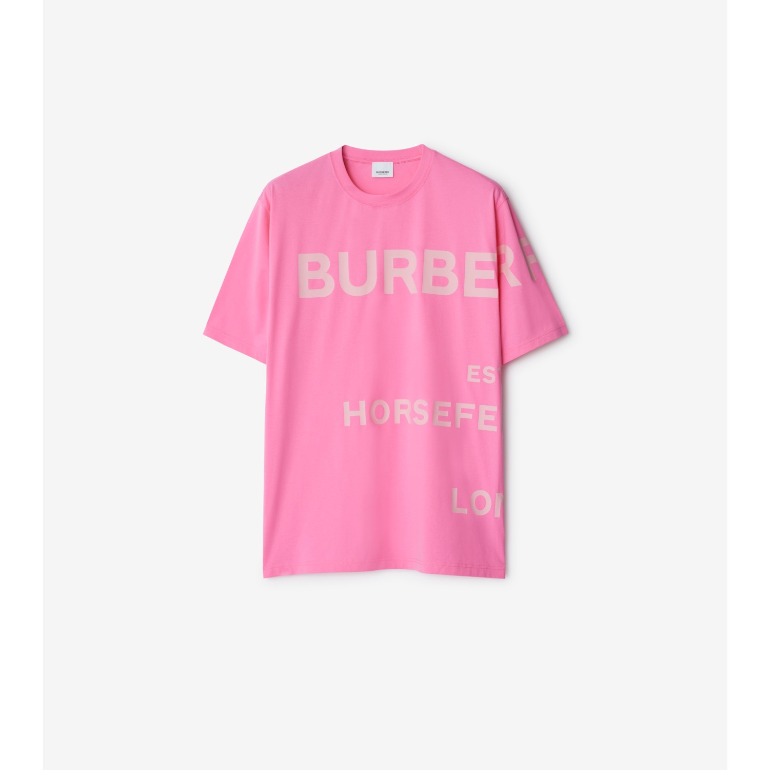 Horseferry Cotton T-shirt in Bubblegum pink - Men | Burberry® Official