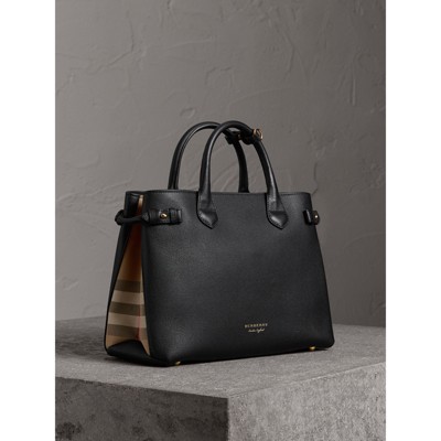 burberry black leather tote bag