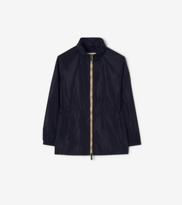 Short Checker-tape Nylon Parka in Navy - Women | Burberry® Official