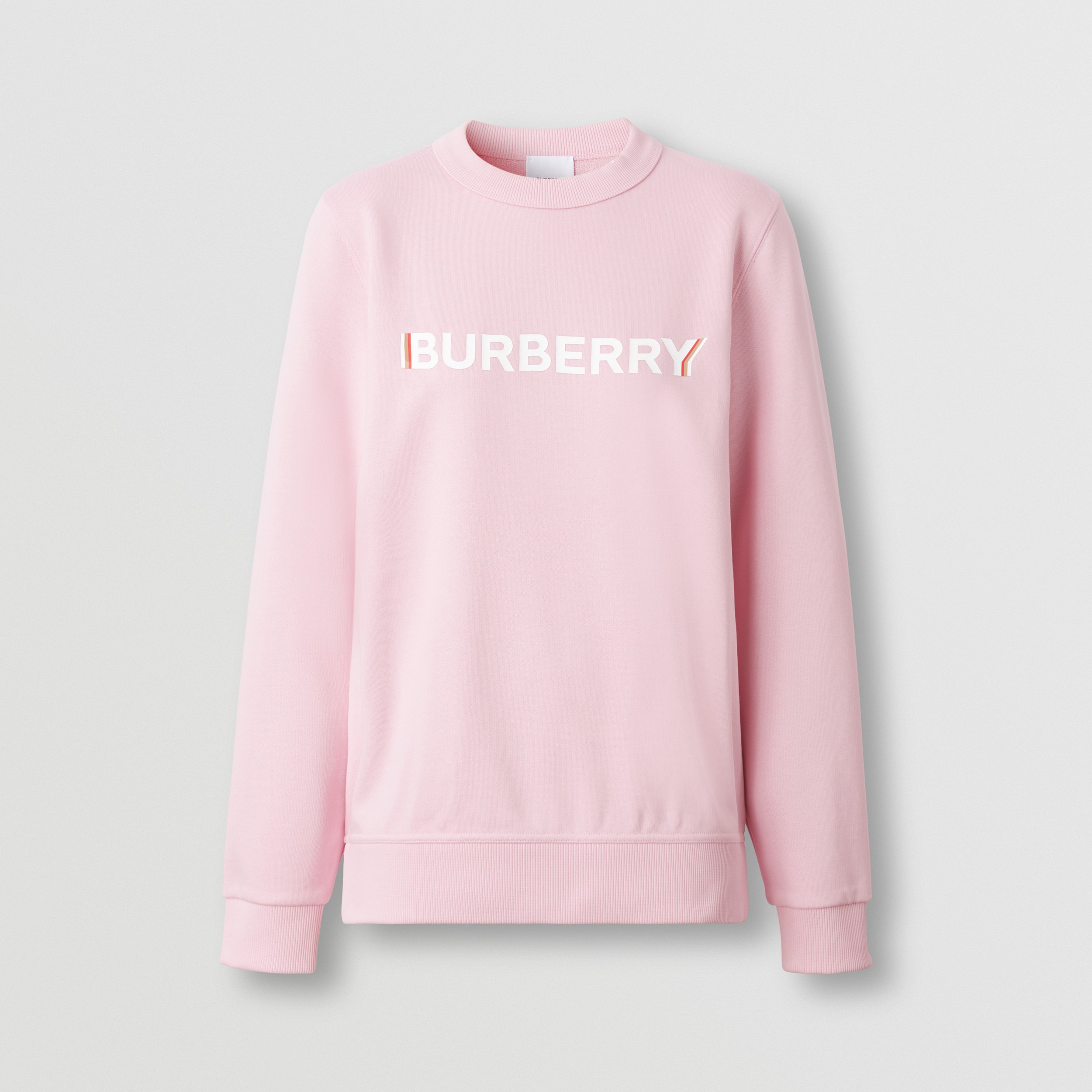 Logo Print Cotton Oversized Sweatshirt in Orchid Pink - Women | Burberry® Official - 1