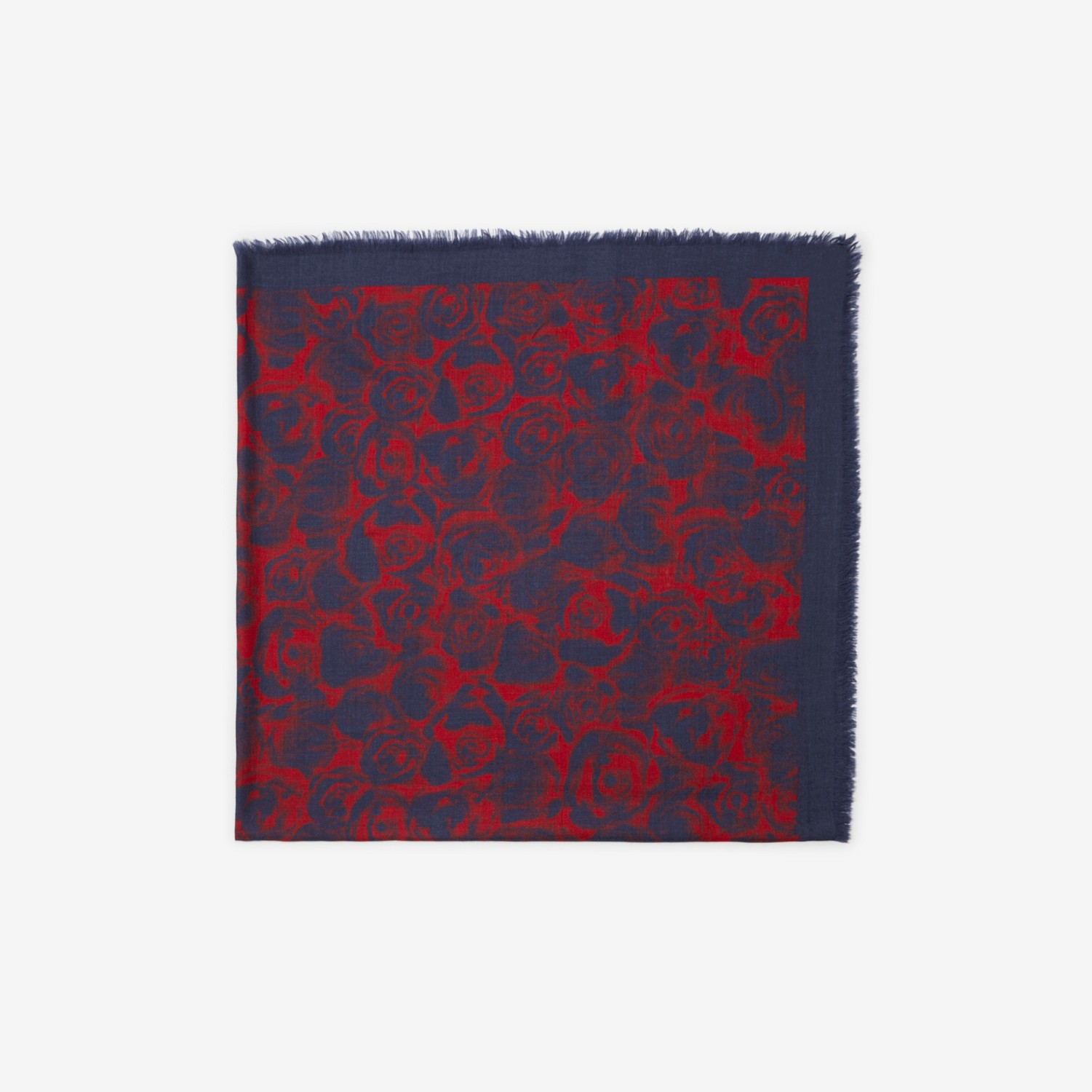 玫瑰印花羊绒围巾 (邮筒红) | Burberry® 博柏利官网