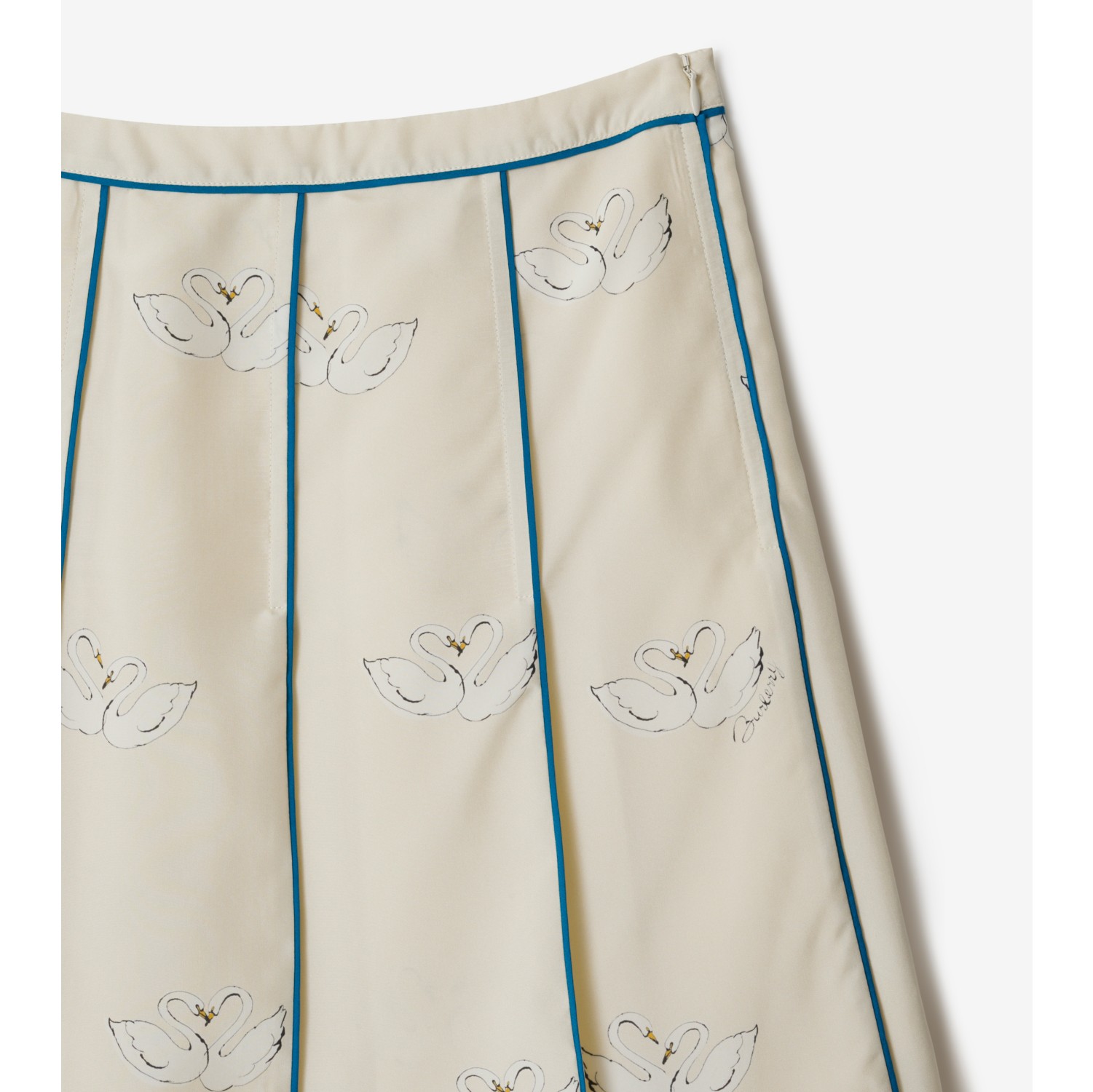 Pleated Swan Silk Skirt