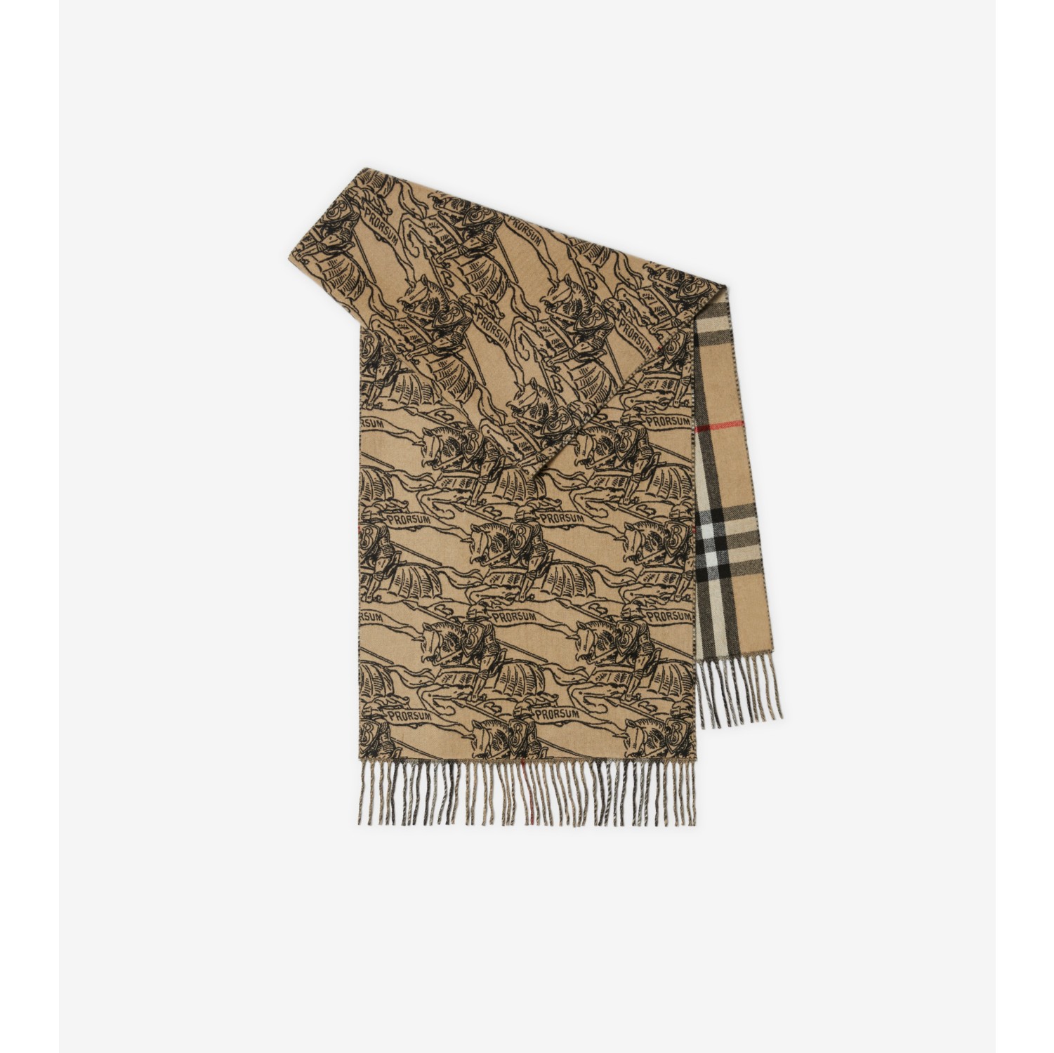 Check EKD Wool Silk Scarf in Archive Beige/black | Burberry® Official