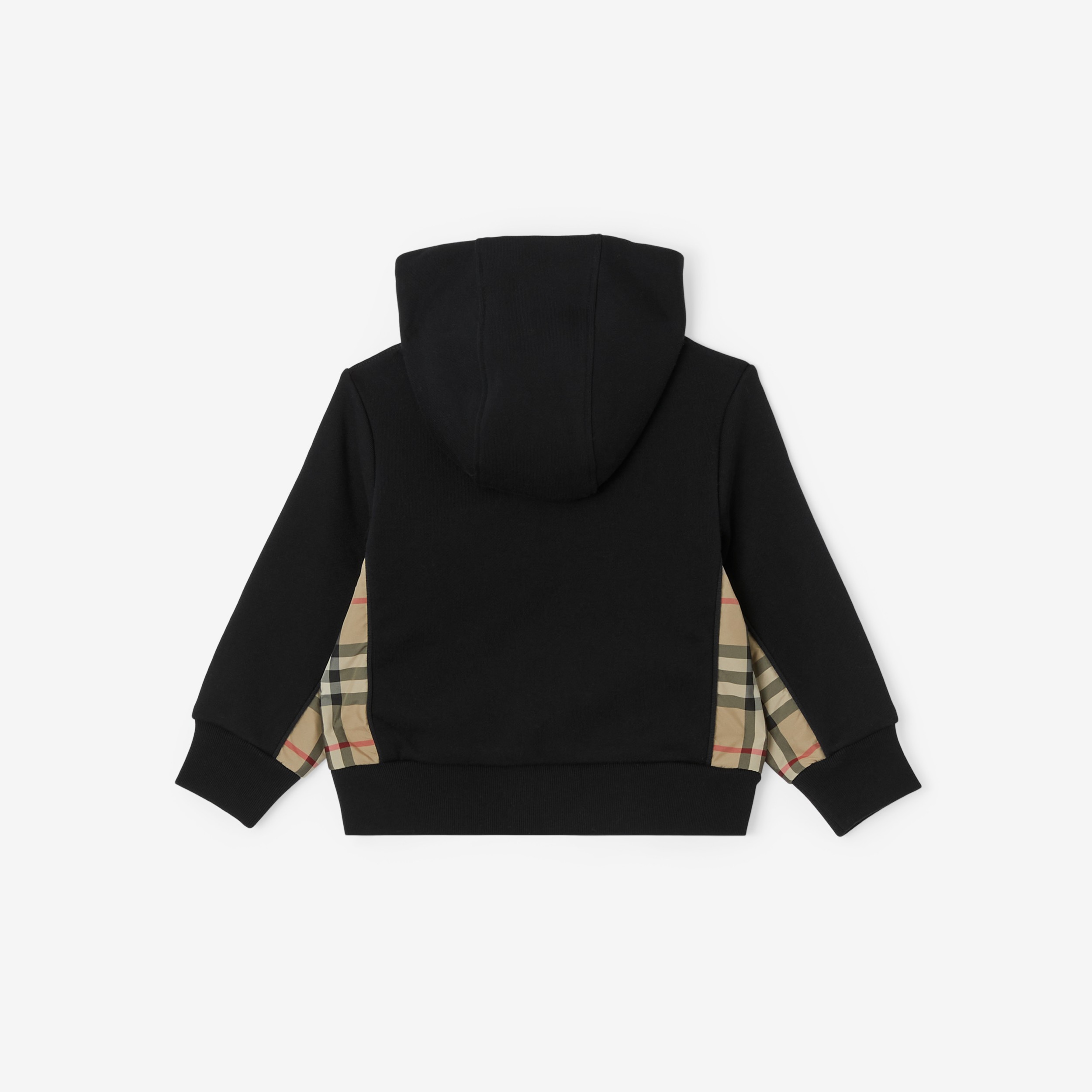 Check Panel Cotton Zip Hoodie in Black - Children | Burberry® Official - 2