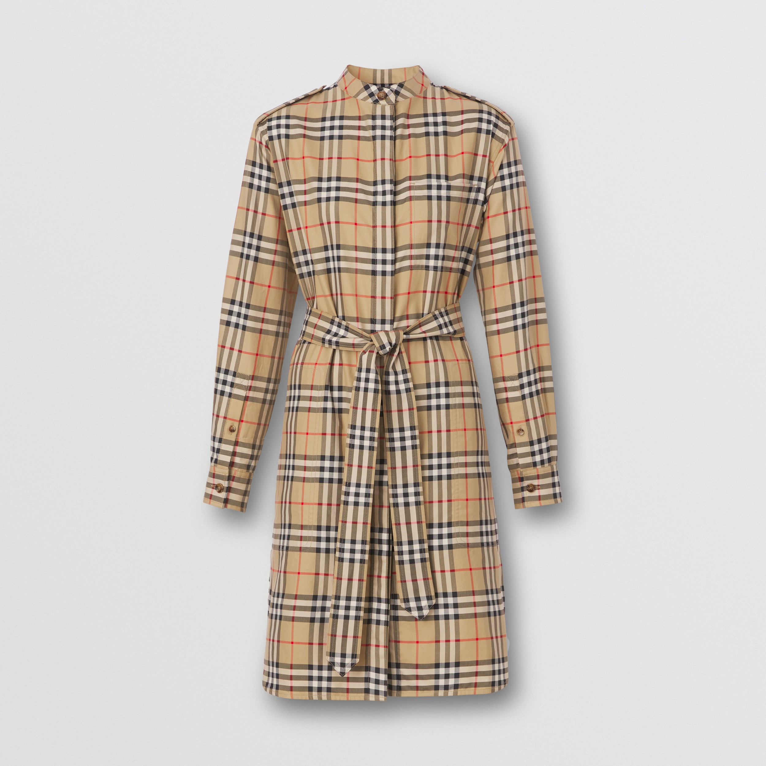 Robe chemise ceinturée en coton Vintage check (Beige D'archive) - Femme | Site officiel Burberry® - 4