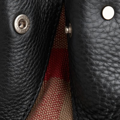 burberry small check detail leather tote bag