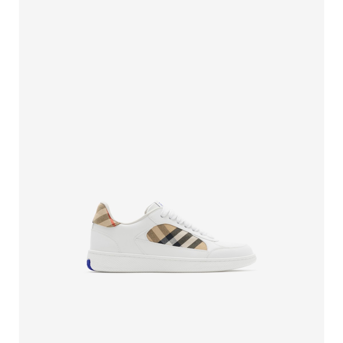 Burberry Terrace Leather Low-top Sneakers In White/sand