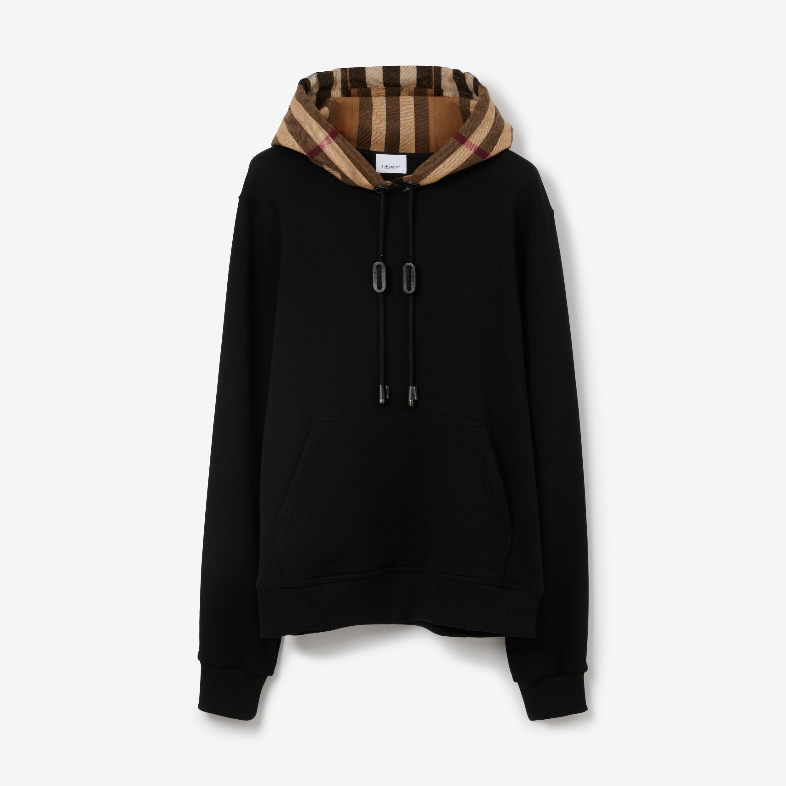 Hoodie oversize en coton avec capuche check (Noir) - Femme | Site officiel Burberry® - 1